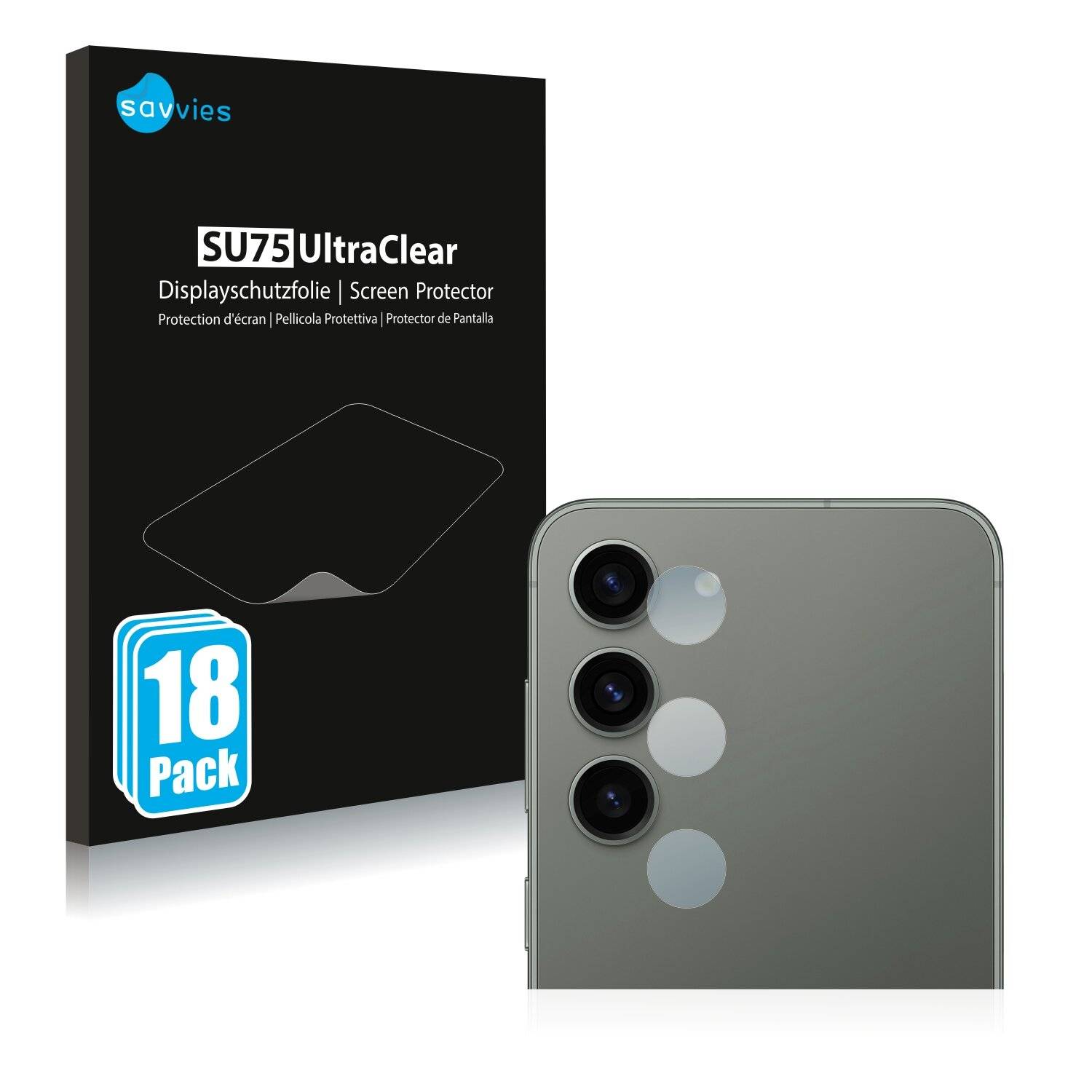 18x Savvies SU75 Displayschutzfolie für Samsung Galaxy S23 Plus (NUR