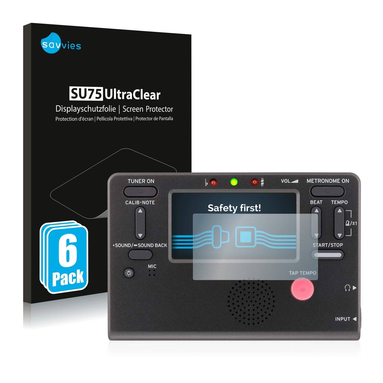 6x Savvies SU75 Displayschutzfolie für Korg TM-60 Combo Tuner