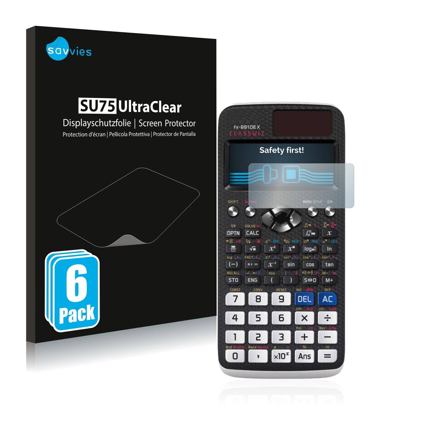 6x Savvies SU75 Displayschutzfolie für Casio FX 991DE