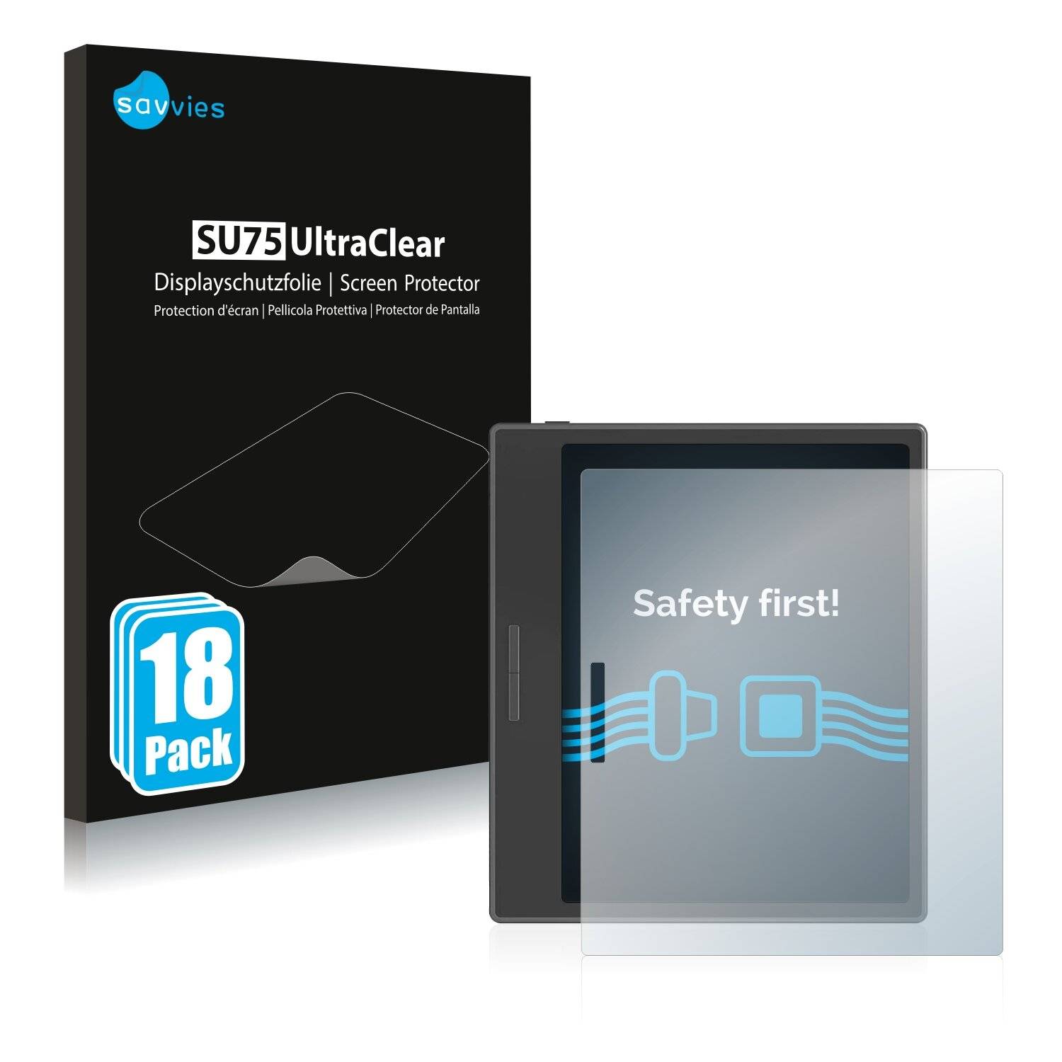 18x Savvies SU75 Displayschutzfolie für Onyx Boox Leaf 2 Black