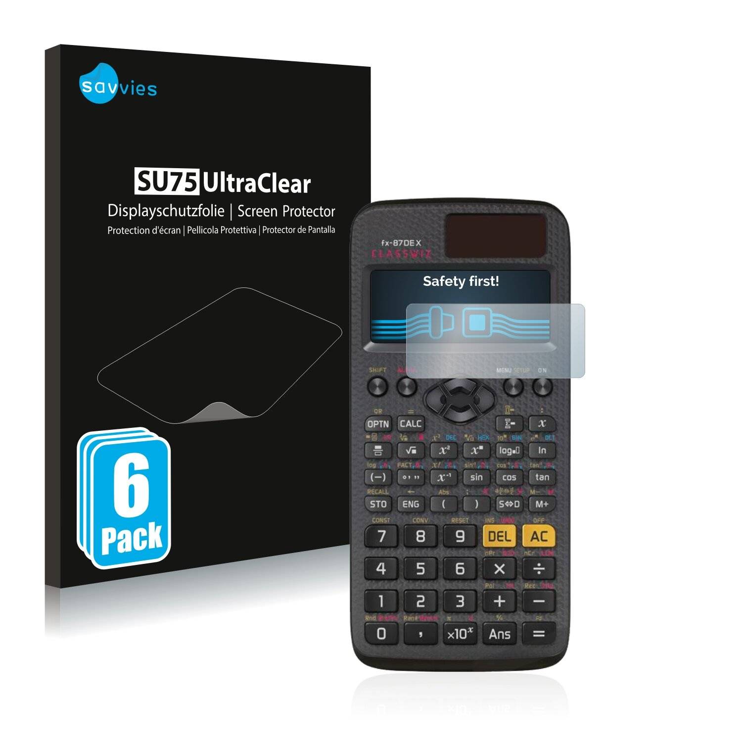 6x Savvies SU75 Displayschutzfolie für Casio FX 87DE