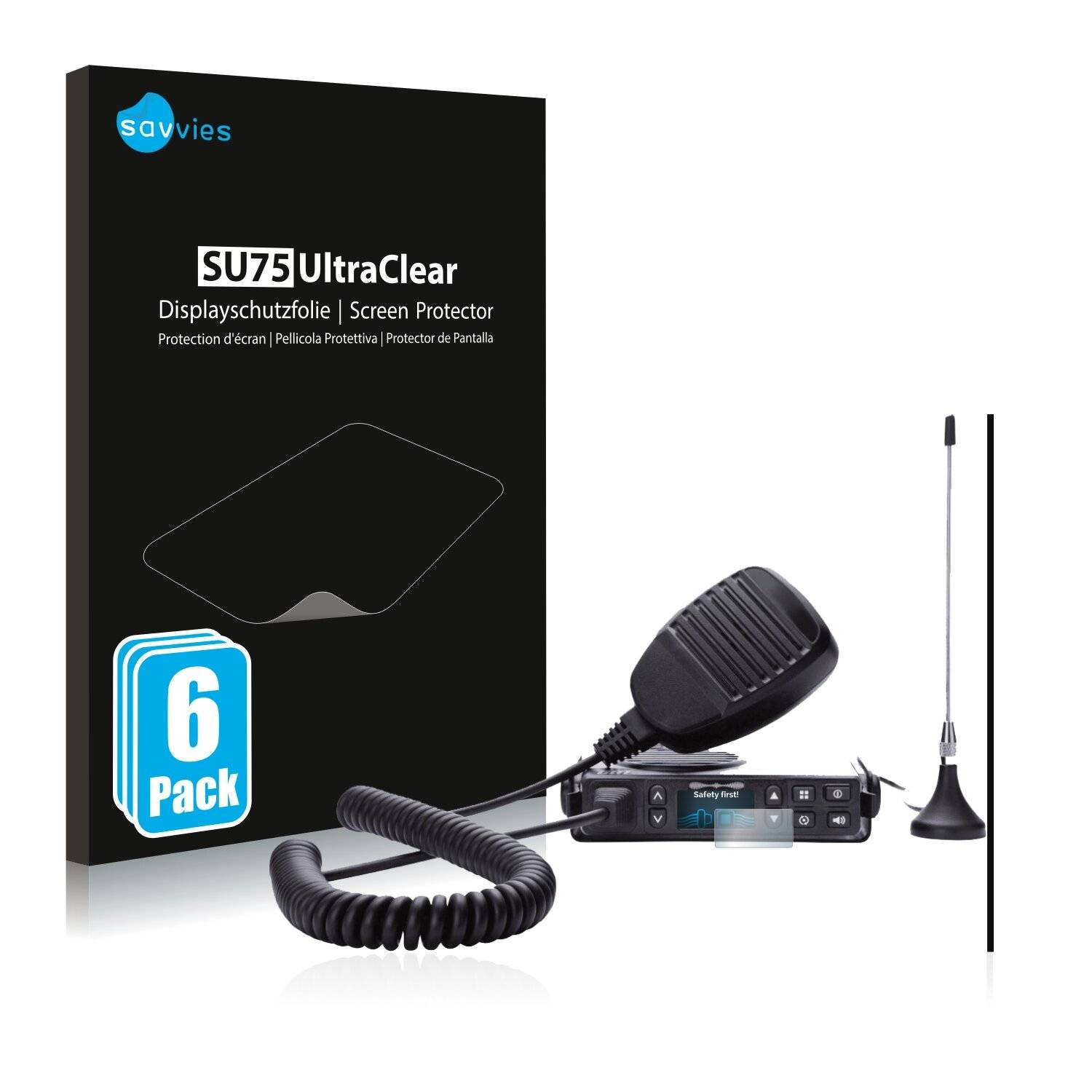 6x Savvies SU75 Displayschutzfolie für Midland