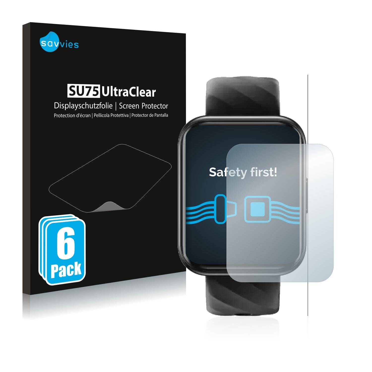 6x Savvies SU75 Displayschutzfolie für realme Dizo Watch