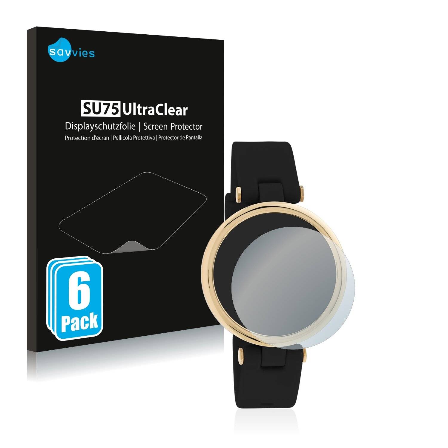 6x Savvies SU75 Displayschutzfolie für Oozoo Smartwatches Q0040