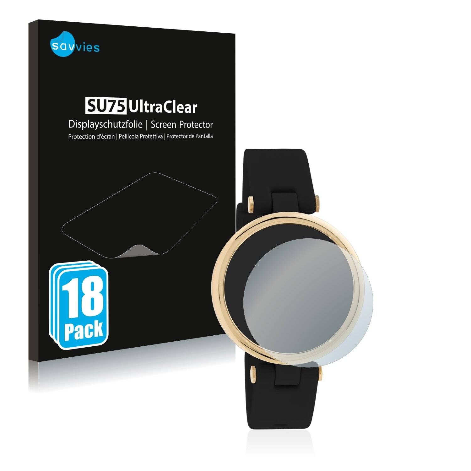 18x Savvies SU75 Displayschutzfolie für Oozoo Smartwatches Q0040
