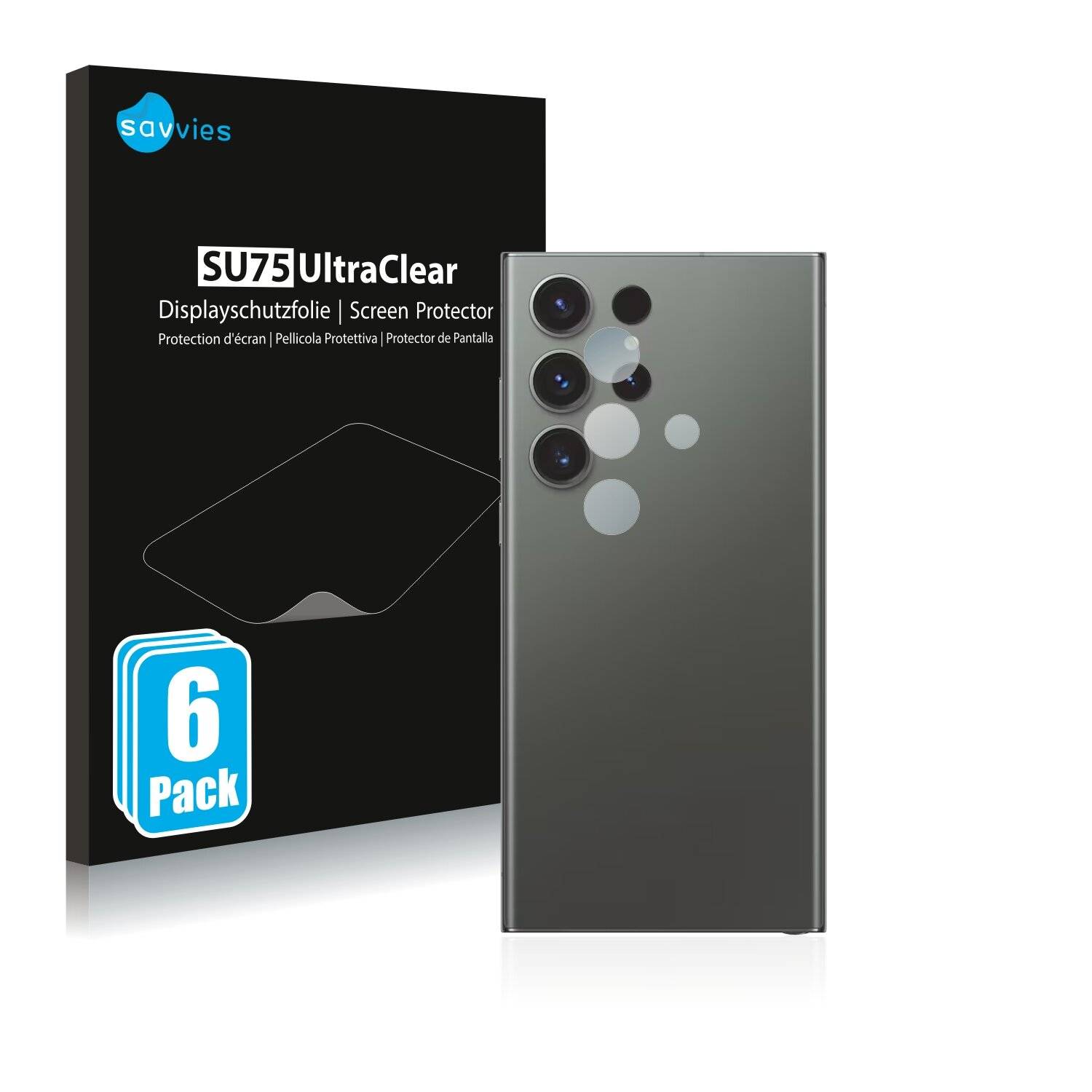 6x Savvies SU75 Displayschutzfolie für Samsung Galaxy S23 Ultra (NUR