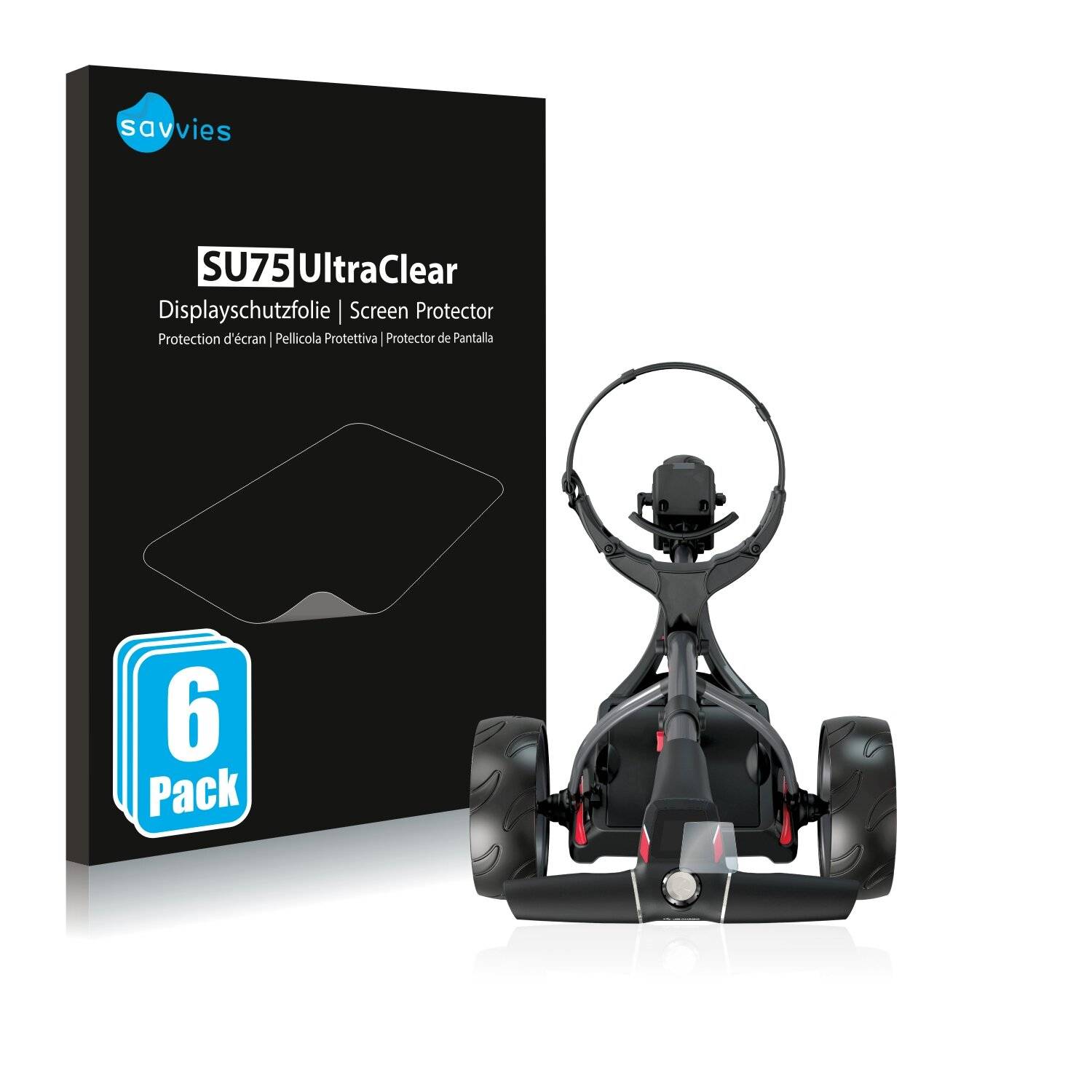 6x Savvies SU75 Displayschutzfolie für Motocaddy S1 Electric