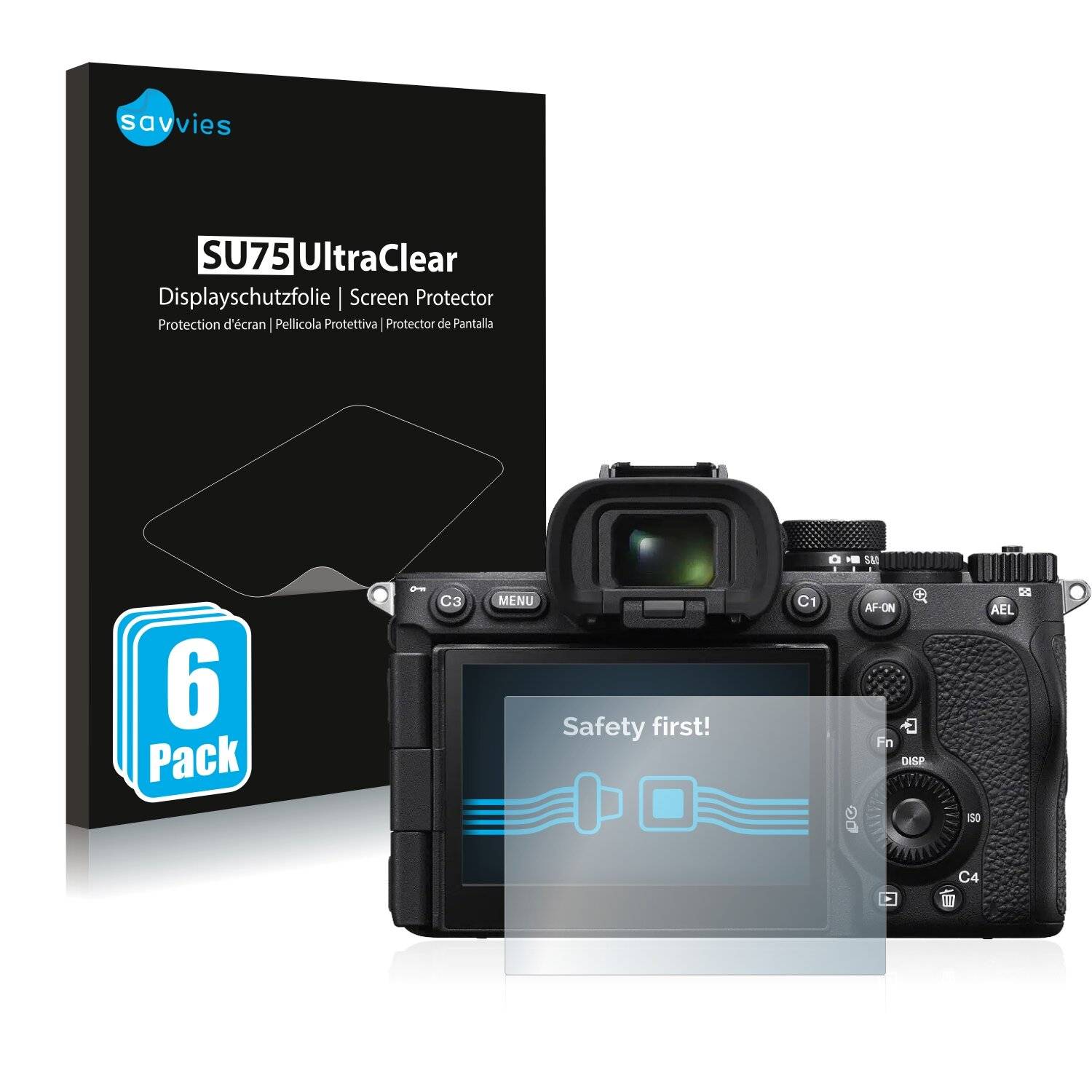 6x Savvies SU75 Displayschutzfolie für Sony Alpha 7R V / a7R