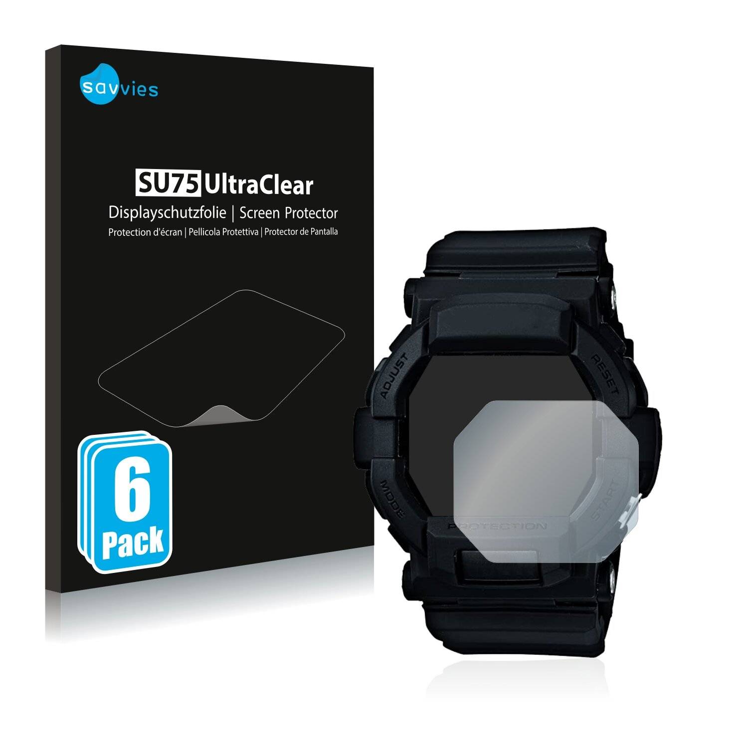 6x Savvies SU75 Displayschutzfolie für Casio G-Shock
