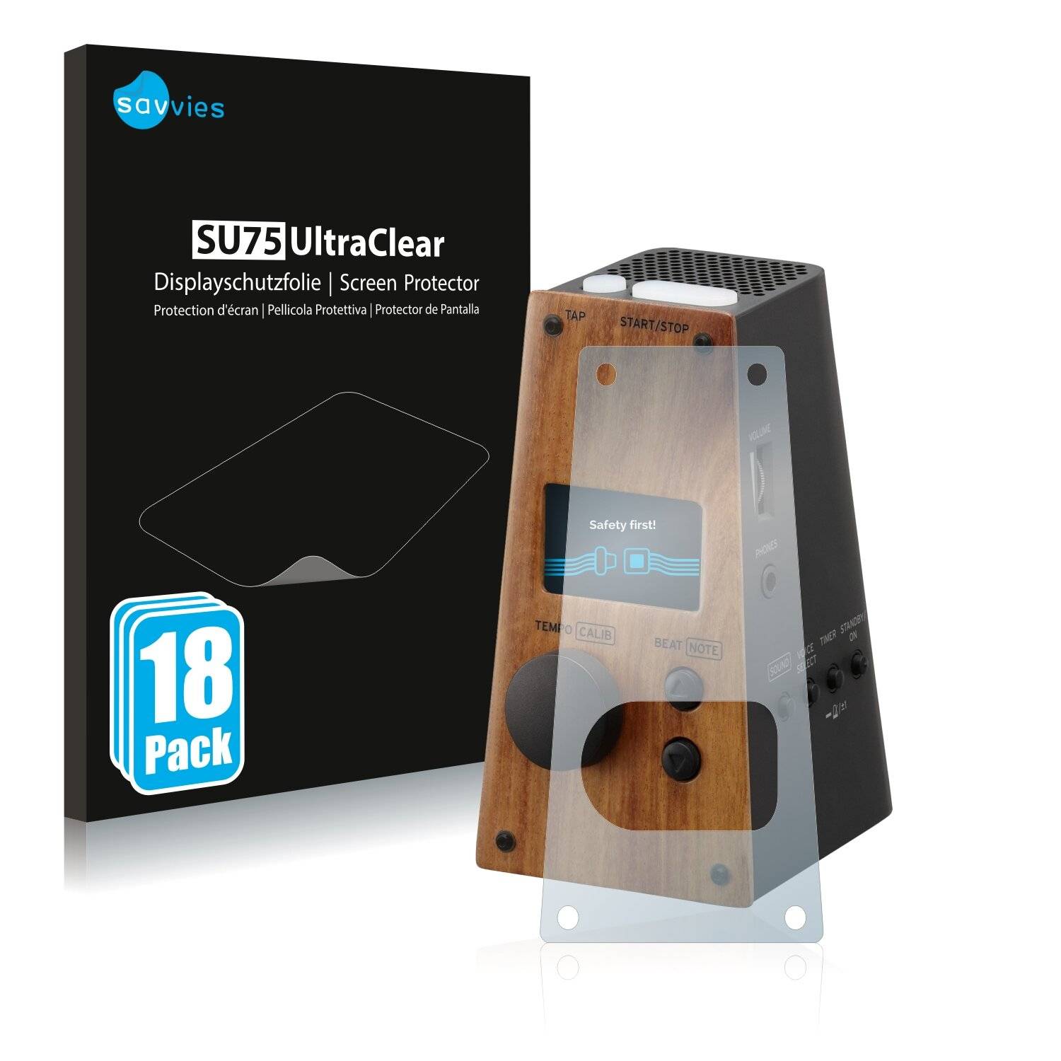 18x Savvies SU75 Displayschutzfolie für Korg Digital Metronome KDM3BK