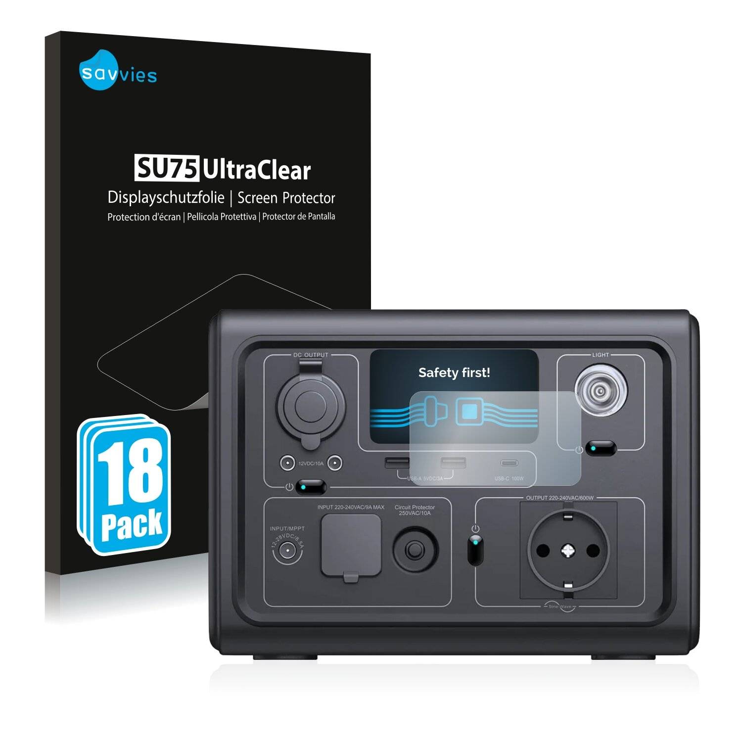 18x Savvies SU75 Displayschutzfolie für Bluetti
