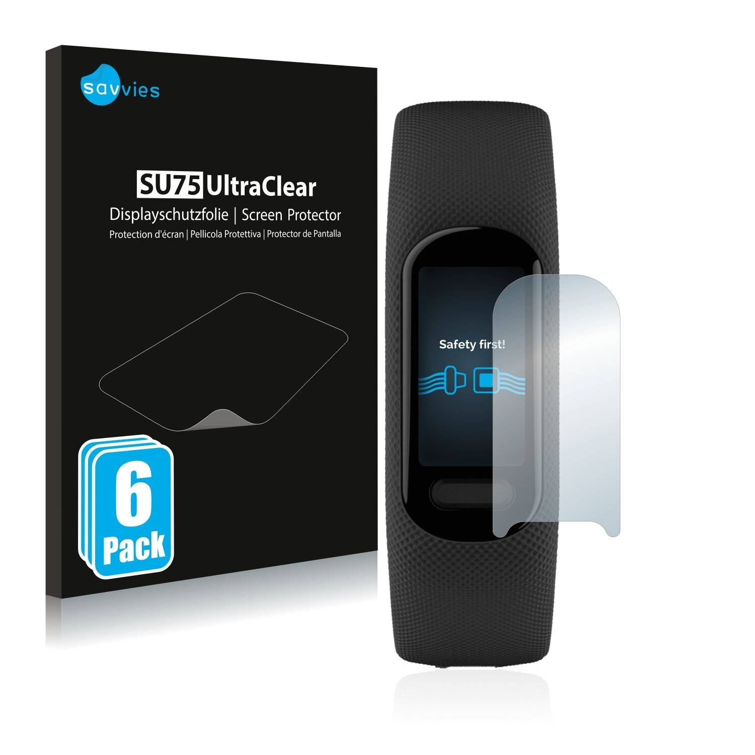 6x Savvies SU75 Displayschutzfolie für Garmin Vivosmart