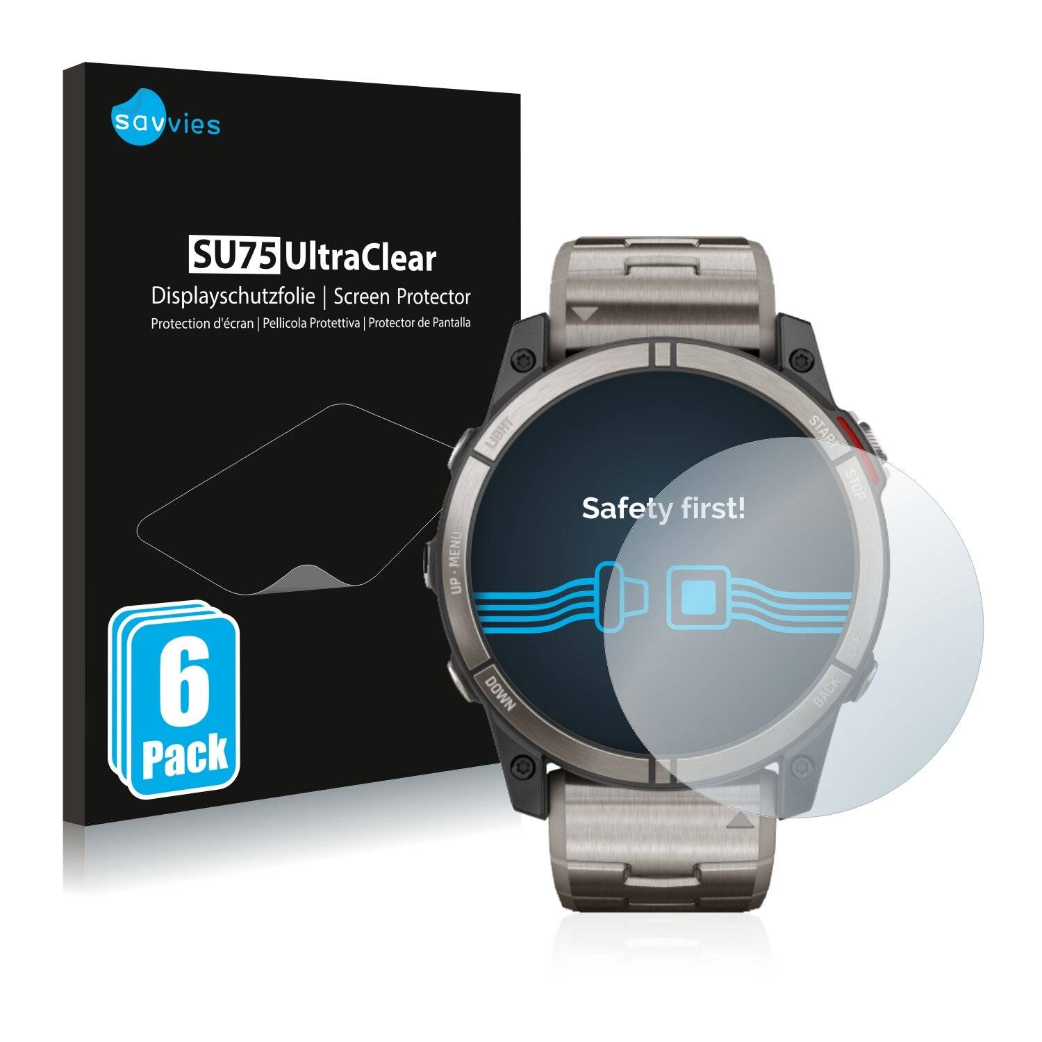 6x Savvies SU75 Displayschutzfolie für Garmin quatix