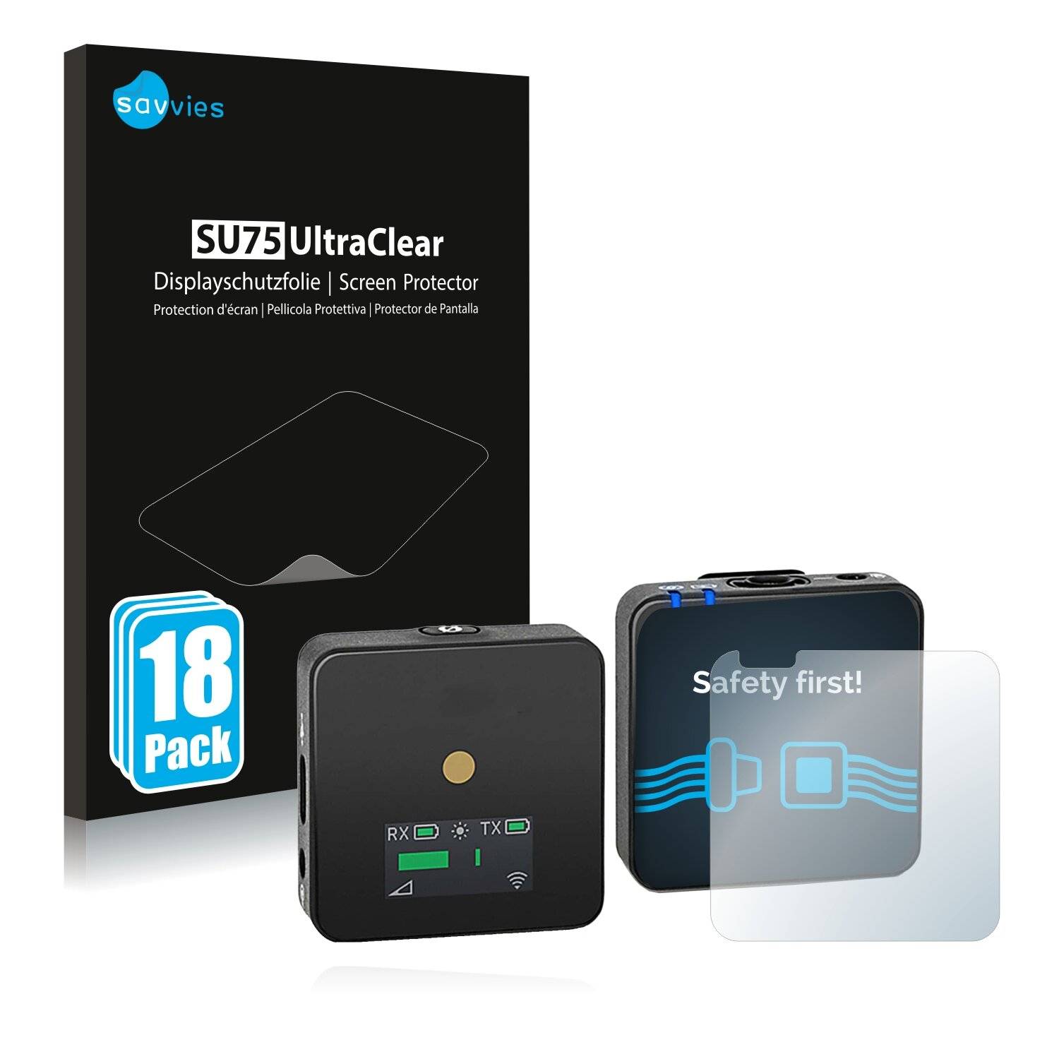 18x Savvies SU75 Displayschutzfolie für RØDE Wireless GO II RODE Wireless GO