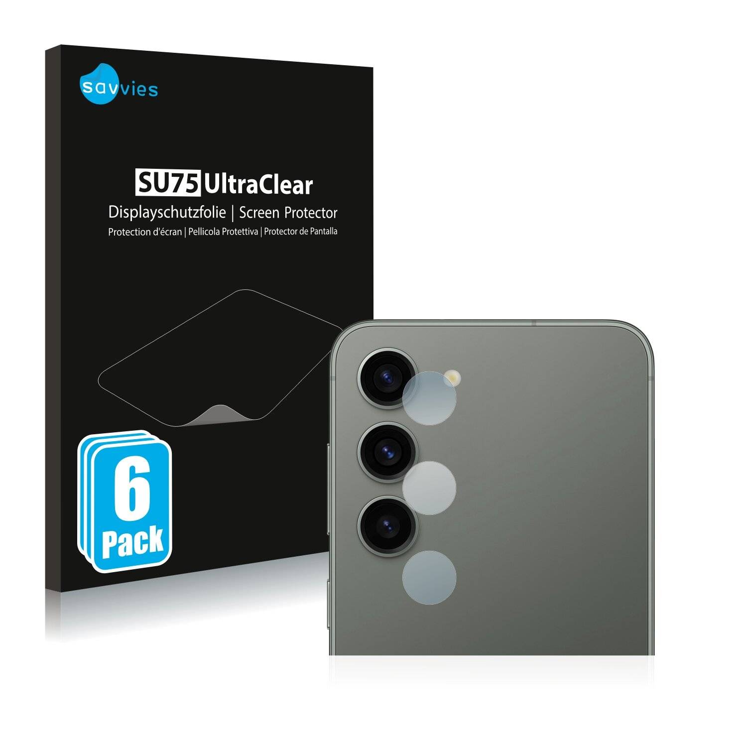 6x Savvies SU75 Displayschutzfolie für Samsung Galaxy S23 (NUR