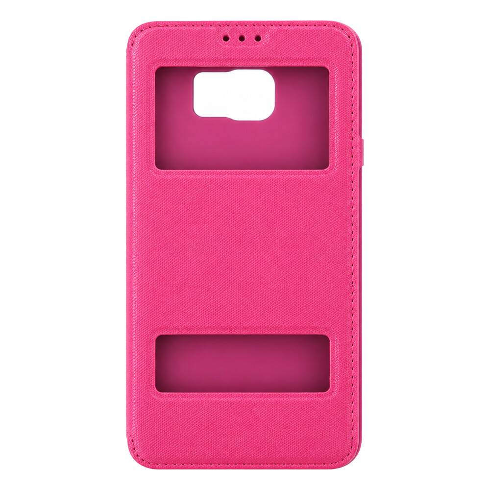 Rosa Smartphone-Flipcase mit Ausschnitten für Kamera, Lautsprecher und Bildschirmfenster
