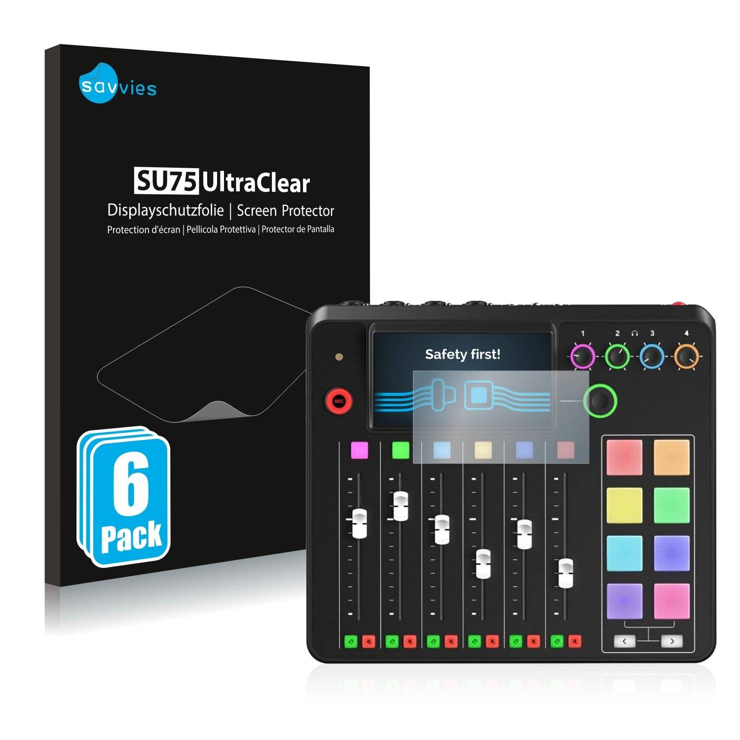 6x Savvies SU75 Displayschutzfolie für Rode Rodecaster Pro
