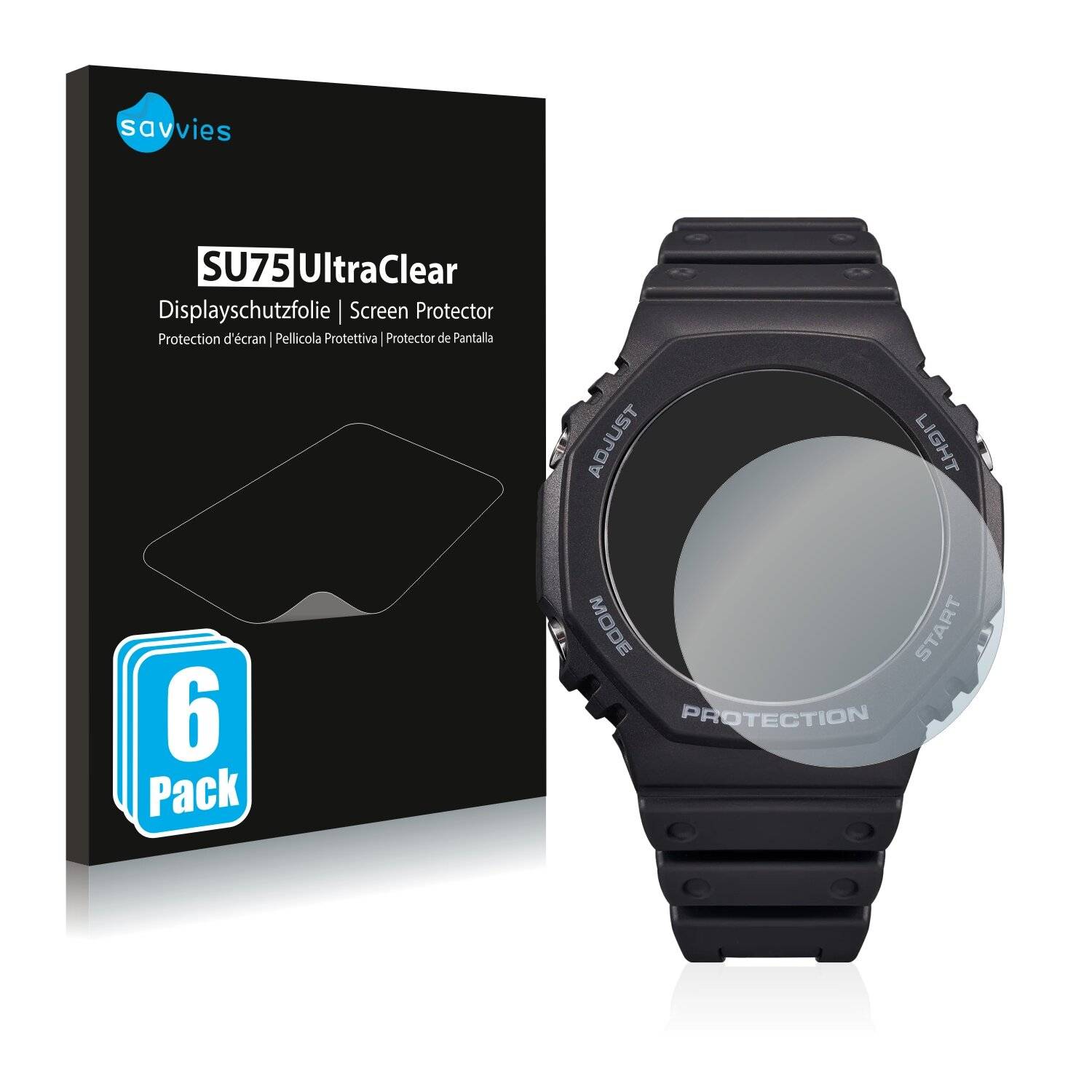 6x Savvies SU75 Displayschutzfolie für Casio G-Shock
