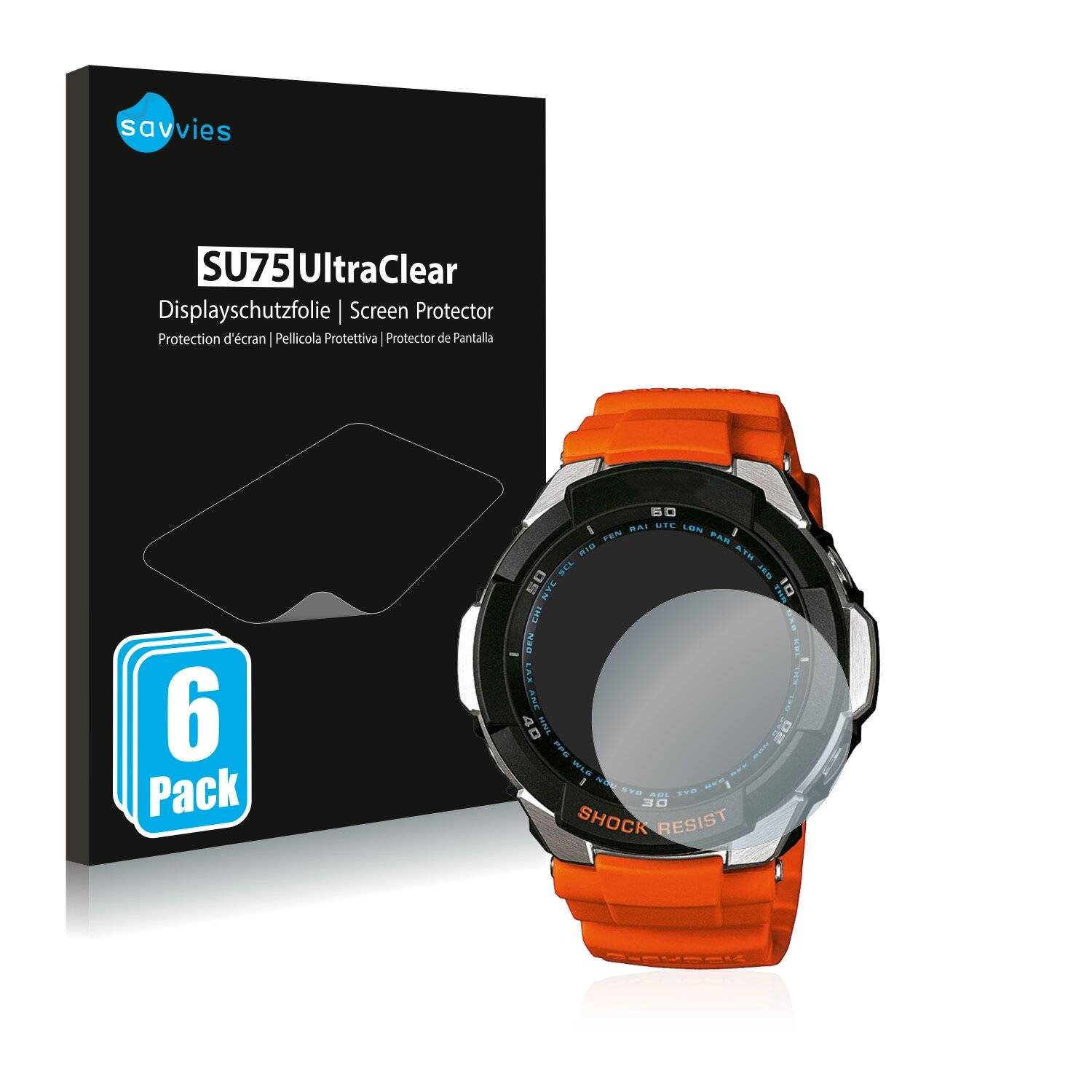 6x Savvies SU75 Displayschutzfolie für Casio G-Shock