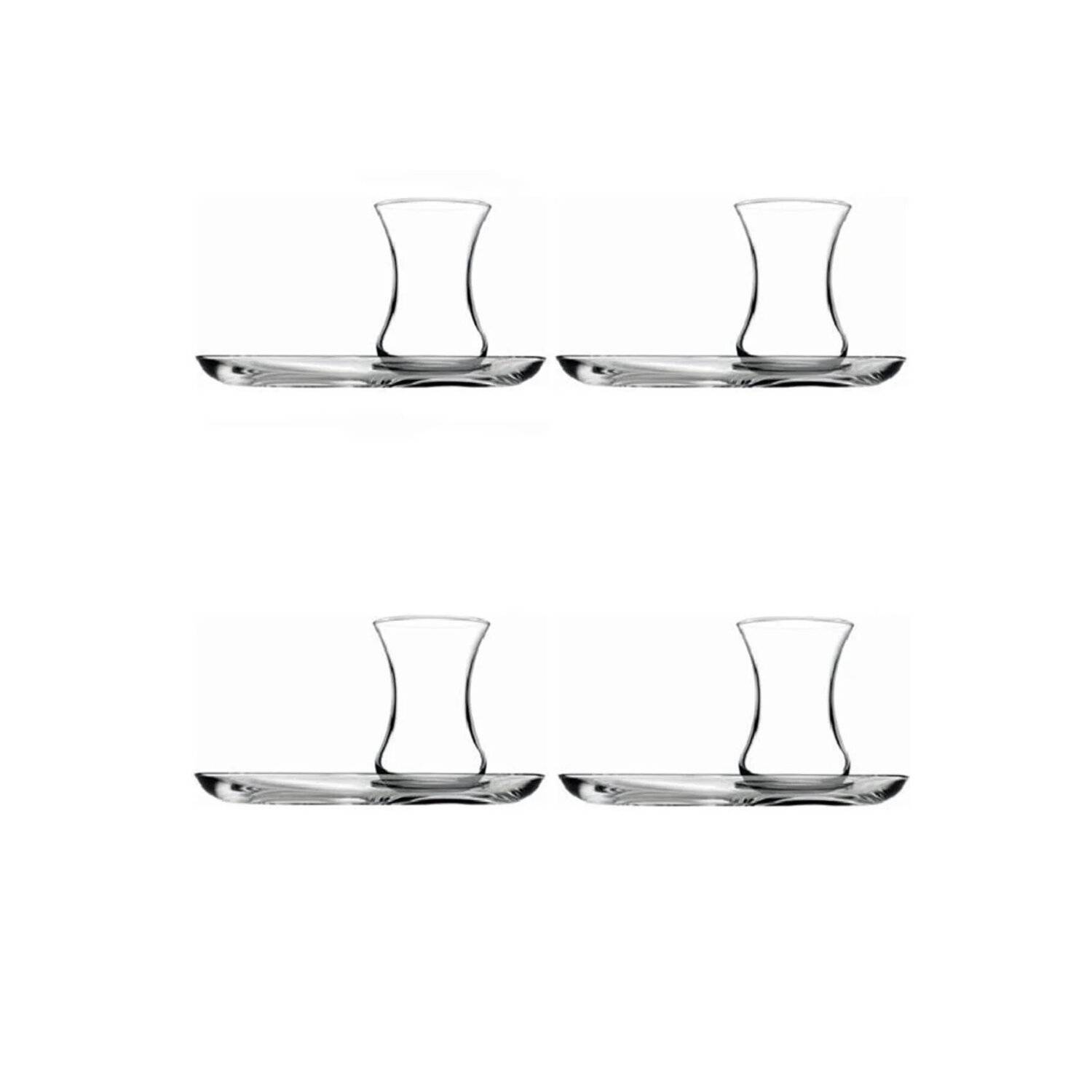 Pasabahce 4er set 2x Teeglas + 2x UntertasseTeeglas 125ml transparent