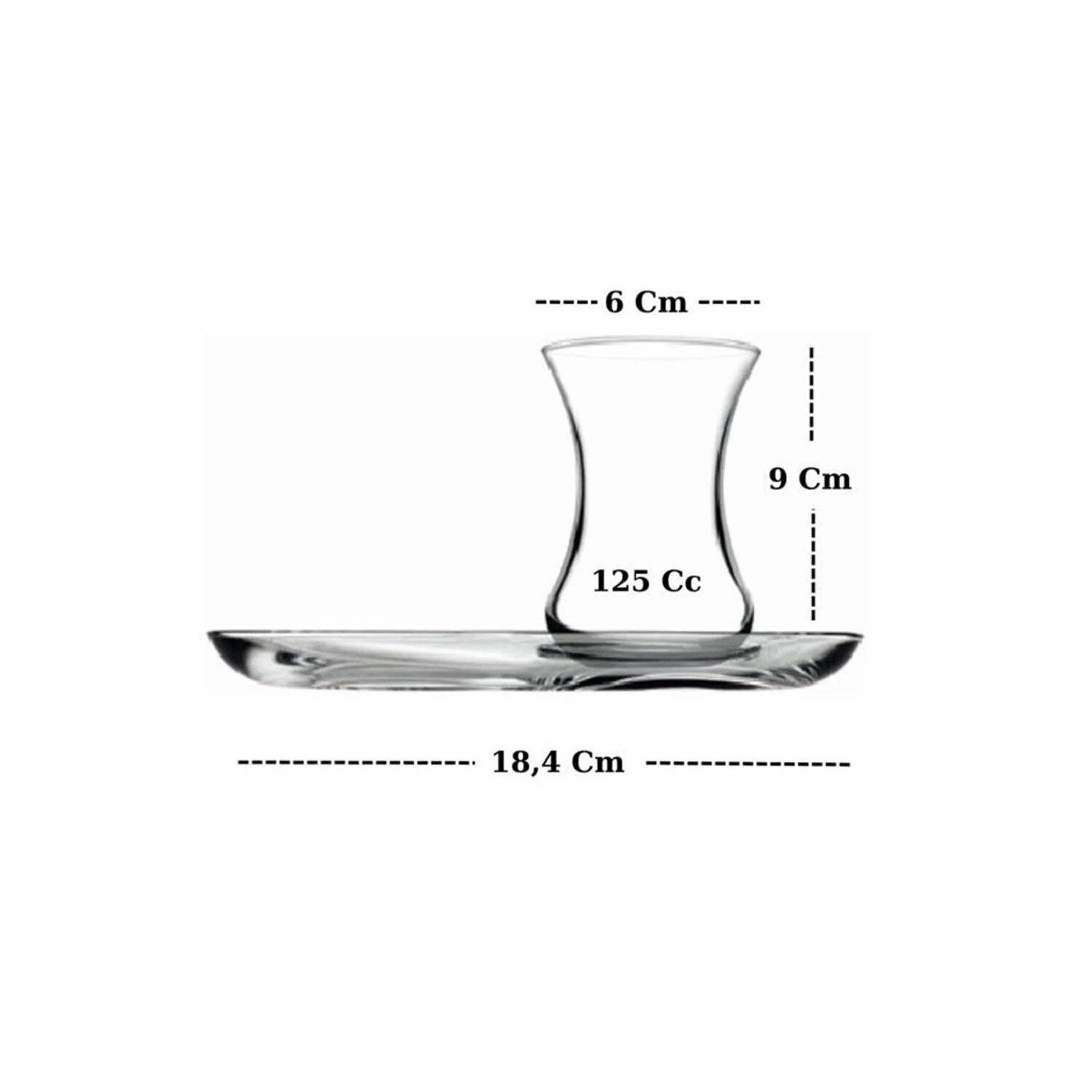Pasabahce 4er set 2x Teeglas + 2x UntertasseTeeglas 125ml transparent
