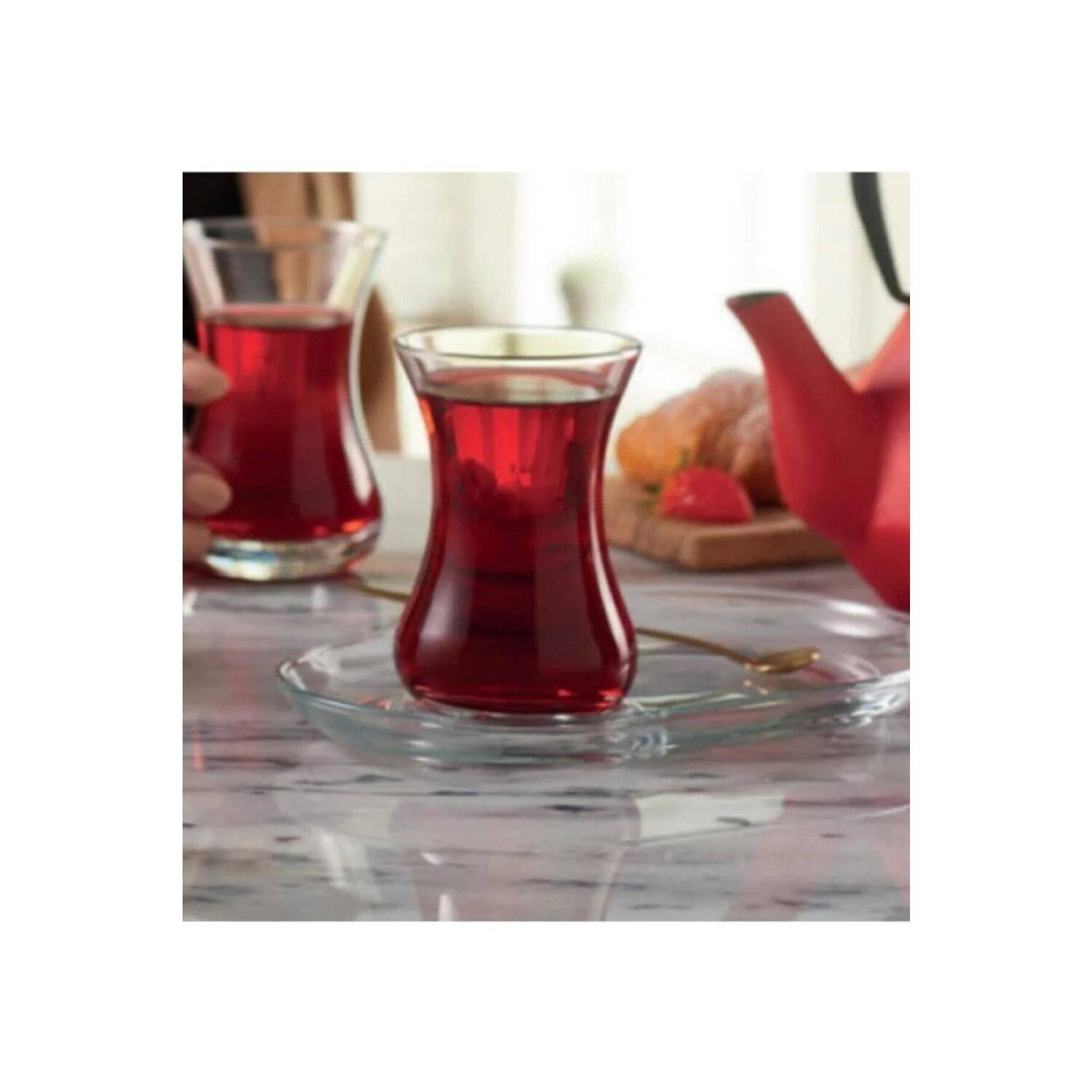 Pasabahce 4er set 2x Teeglas + 2x UntertasseTeeglas 125ml transparent