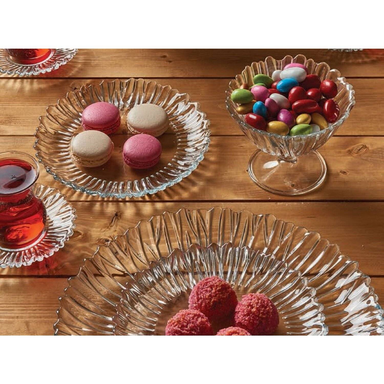 Pasabahce Aurora 6er Serviceteller tief Servierplatte aus Glas Teller