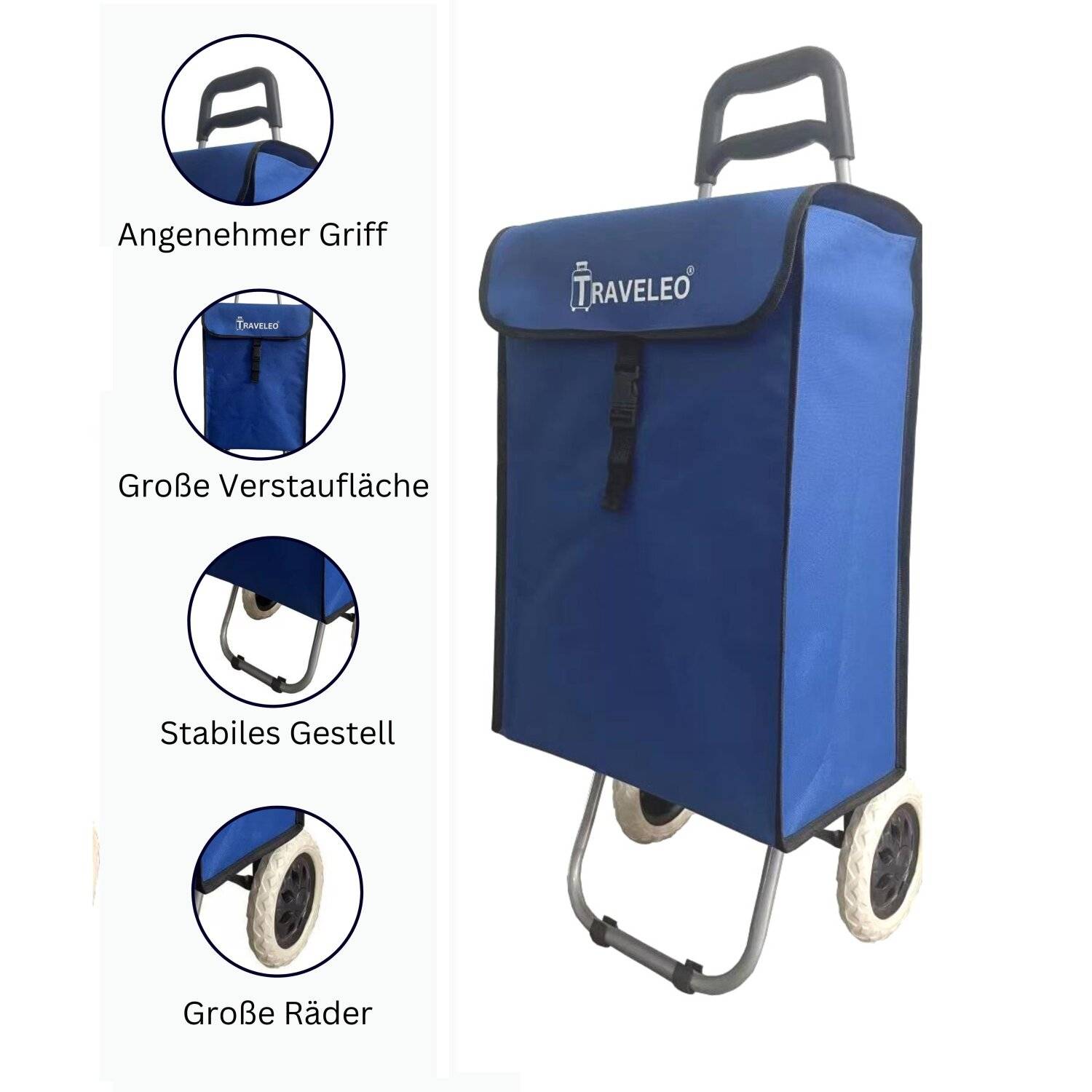 45 L Einkauf Trolley Einkaufswagen Shopping Trolley Tasche Aluminium Stabil Blau