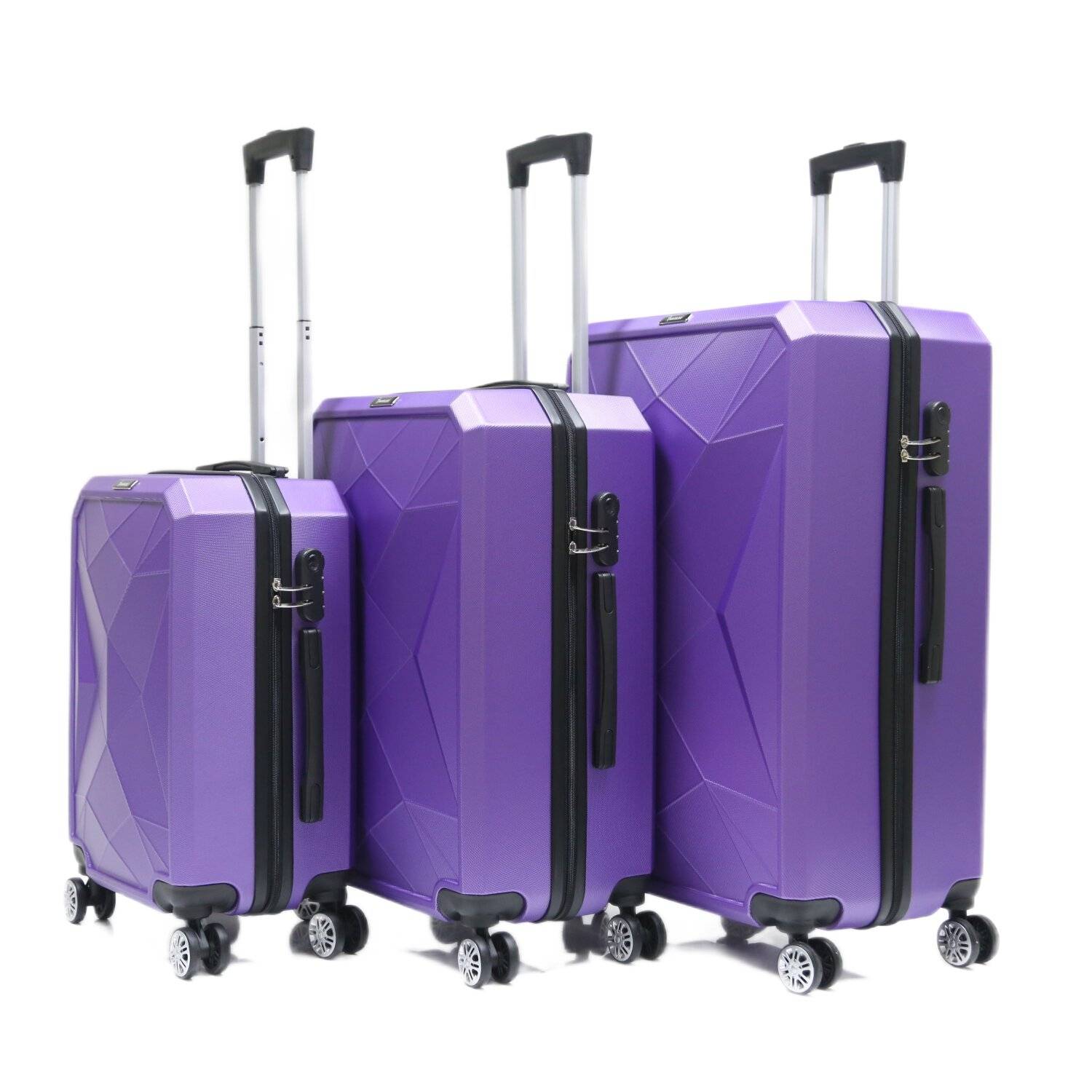 Reisekoffer ABS-03 Koffer 3-teilig Hartschale Trolley Set Kofferset Handgepäck Gepäck Reisetasche Lila