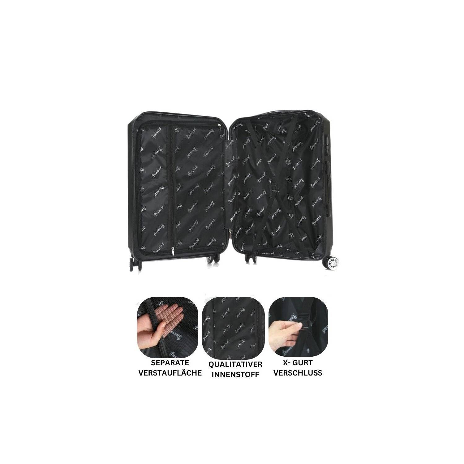 Reisekoffer Koffer 3 tlg Hartschale Trolley Set Kofferset Handgepäck Gepäck Reisetasche ABS-07 Silber