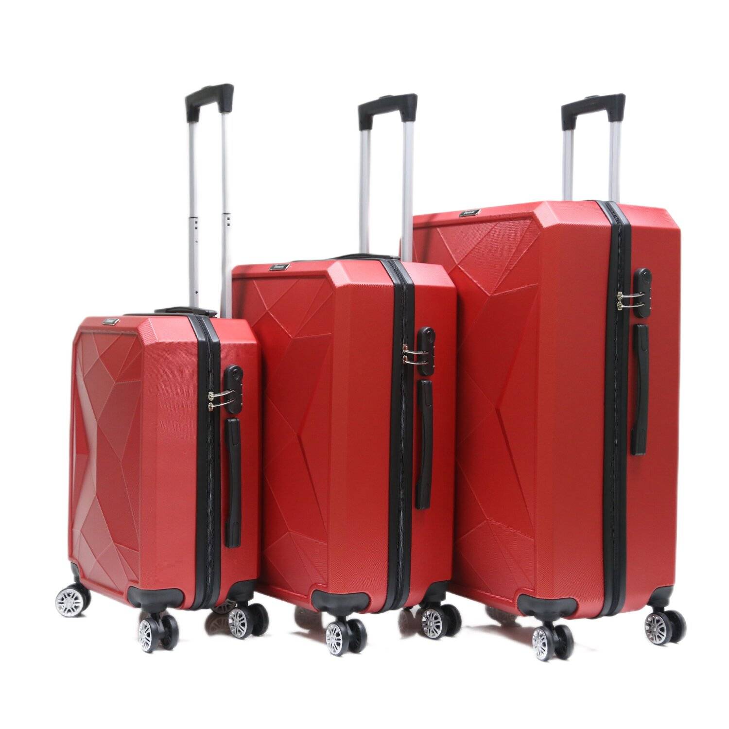Reisekoffer ABS-03 Koffer 3-teilig Hartschale Trolley Set Kofferset Handgepäck Gepäck Reisetasche Rot