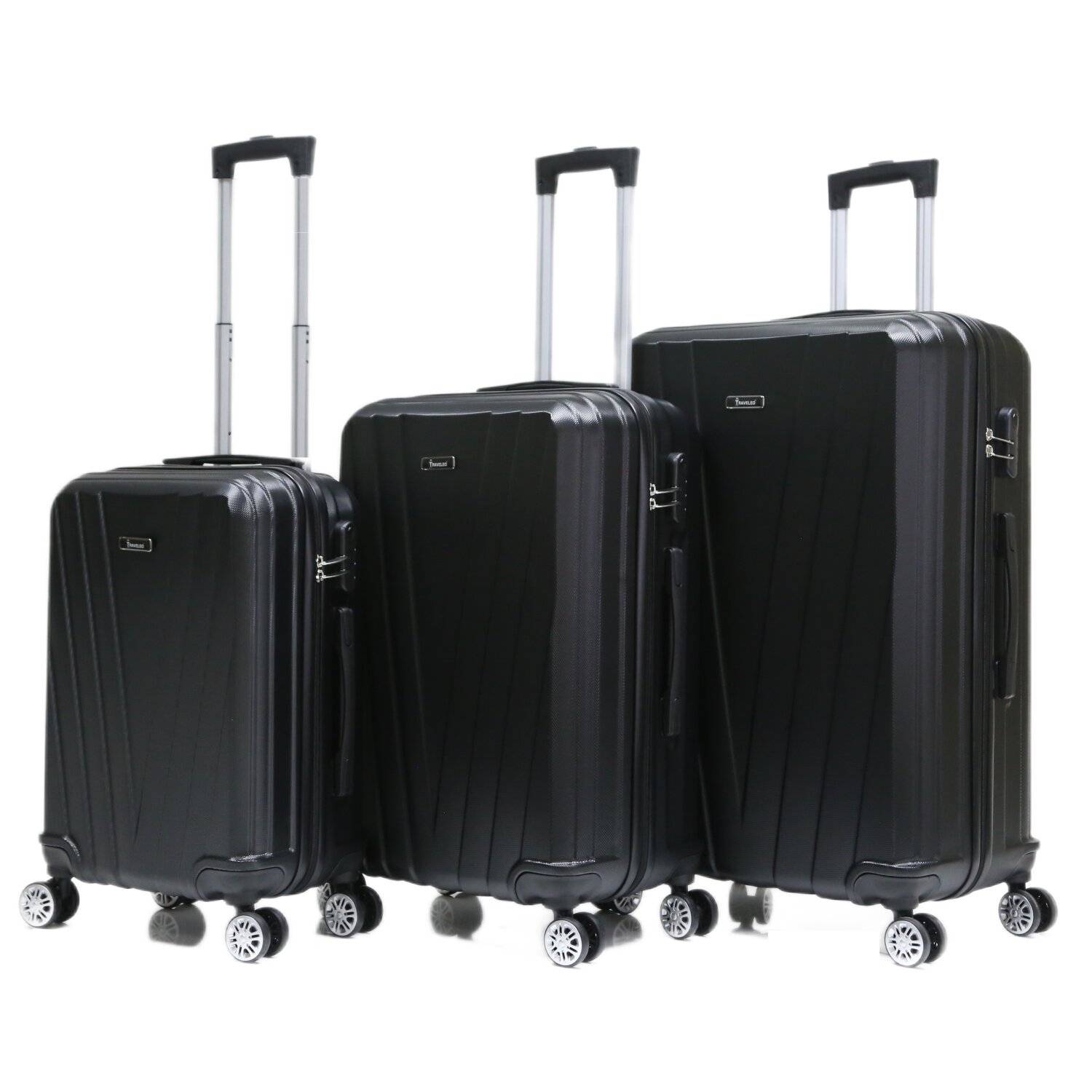 Reisekoffer Koffer 3 tlg Hartschale Trolley Set Kofferset Handgepäck Gepäck Reisetasche ABS-06 Schwarz