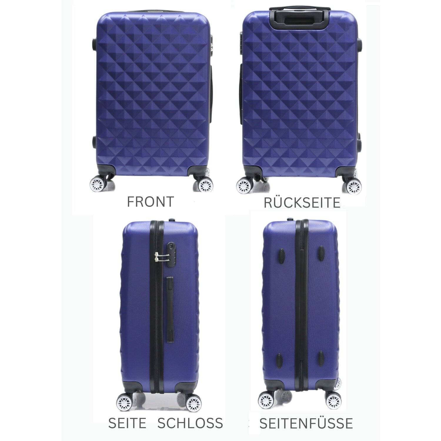 Reisekoffer Koffer 3 tlg Hartschale Trolley Set Kofferset Handgepäck Gepäck Reisetasche ABS-07 Lila