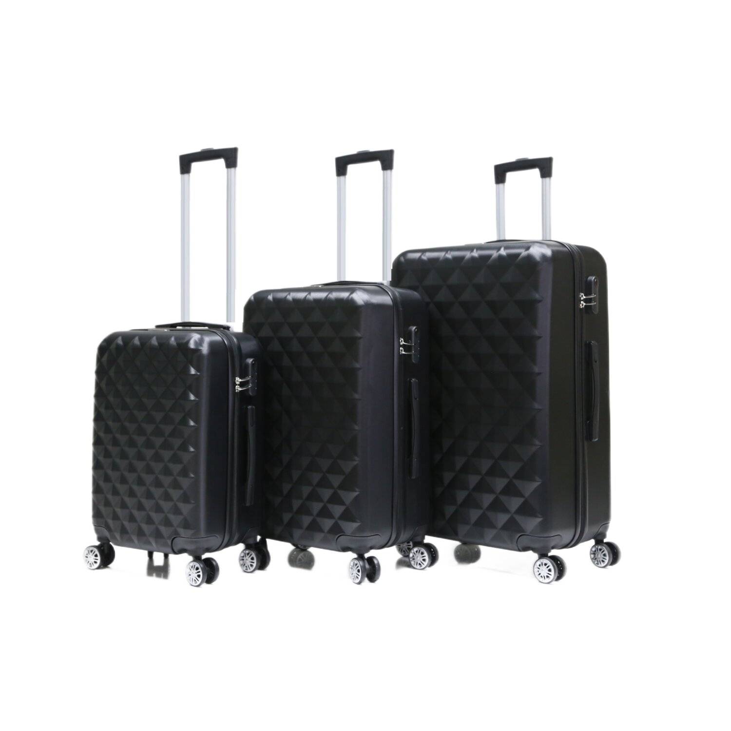 Reisekoffer Koffer 3 tlg Hartschale Trolley Set Kofferset Handgepäck Gepäck Reisetasche ABS-07 Schwarz