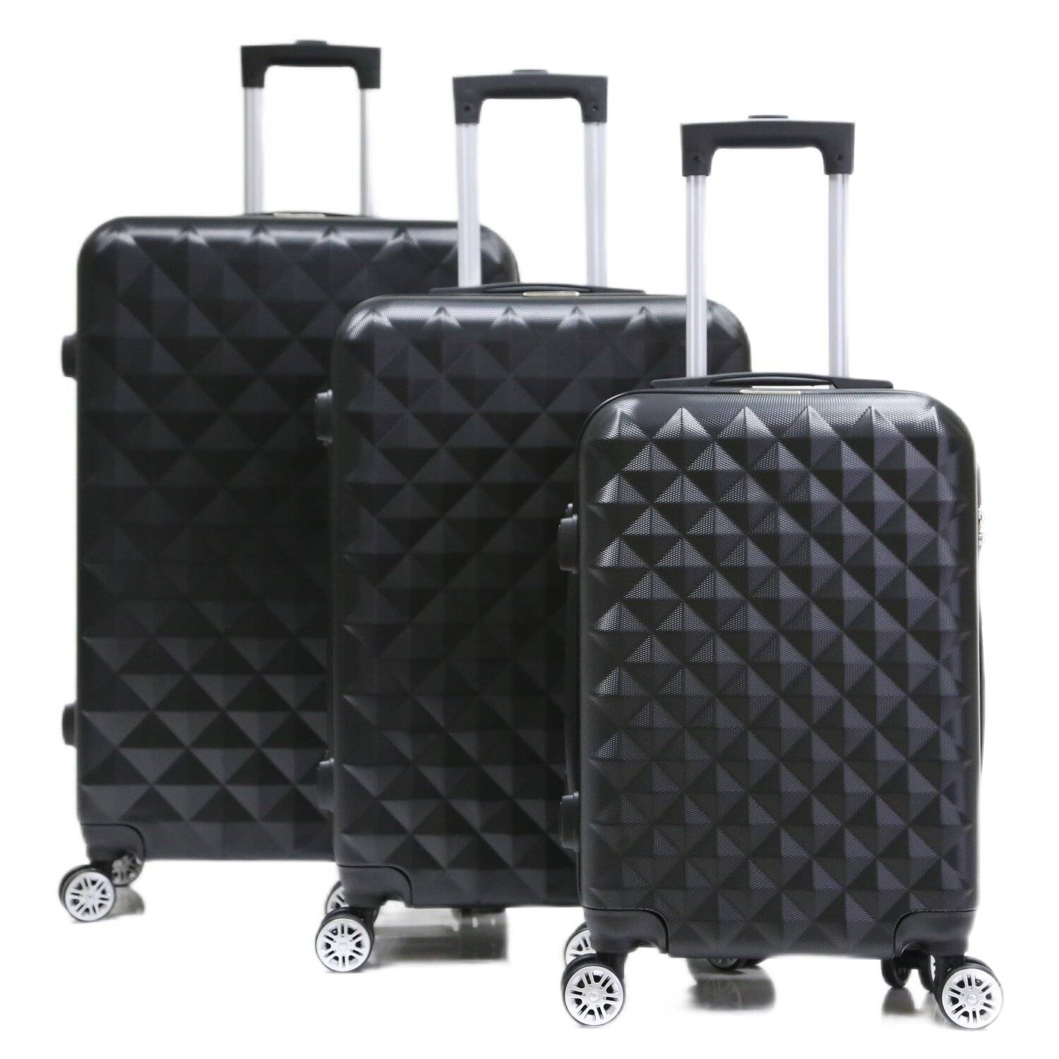 Reisekoffer Koffer 3 tlg Hartschale Trolley Set Kofferset Handgepäck Gepäck Reisetasche ABS-07 Schwarz
