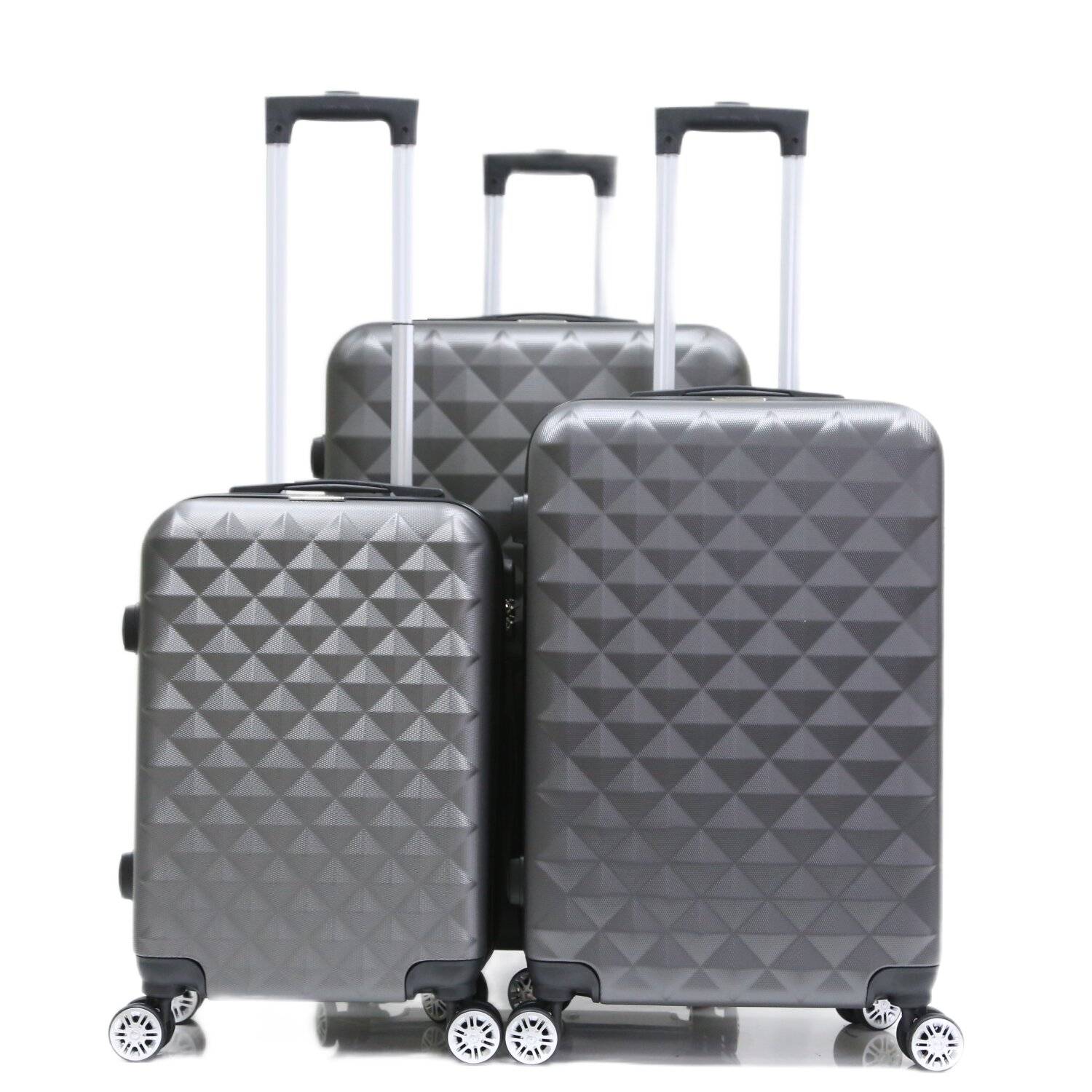 Reisekoffer Koffer 3 tlg Hartschale Trolley Set Kofferset Handgepäck Gepäck Reisetasche ABS-07 Silber