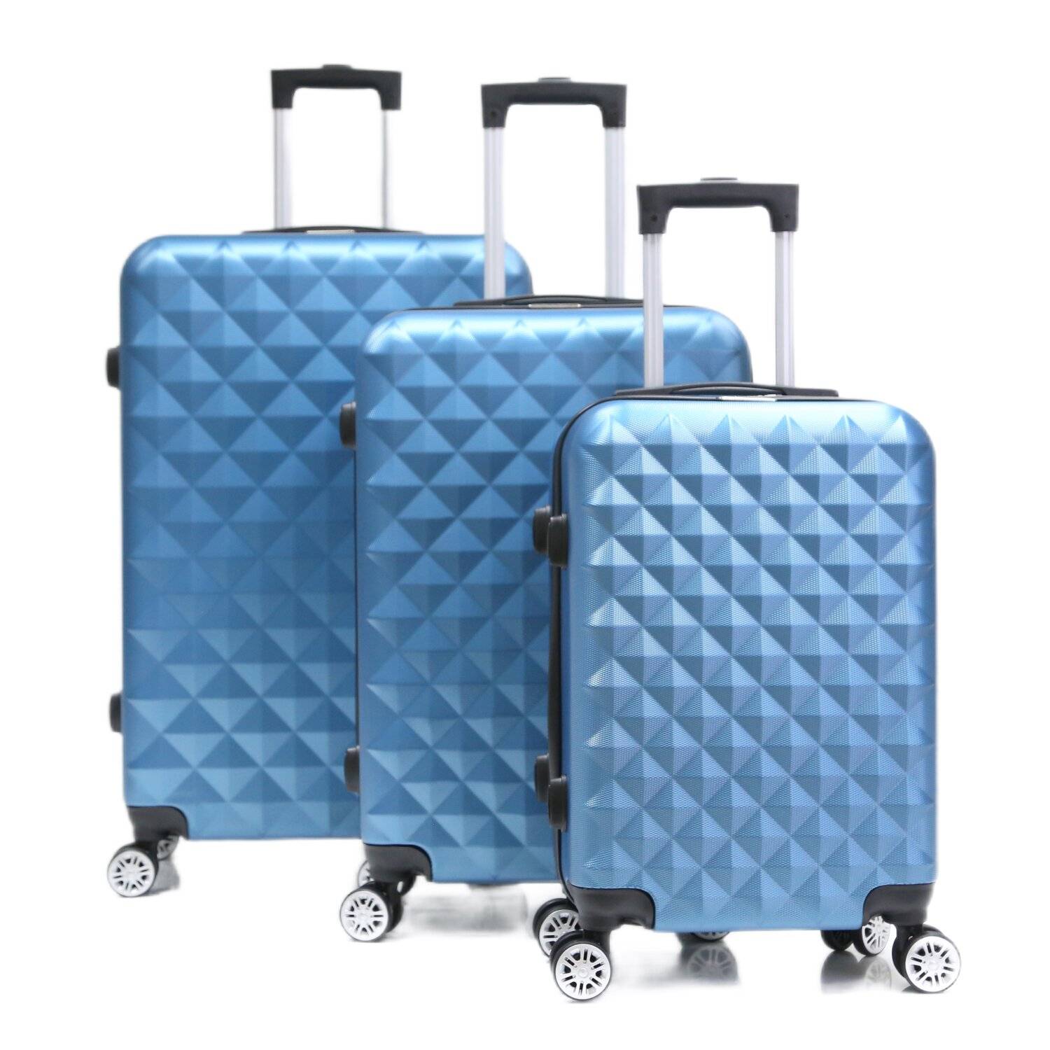 Reisekoffer Koffer 3 tlg Hartschale Trolley Set Kofferset Handgepäck Gepäck Reisetasche ABS-07 Skyblue
