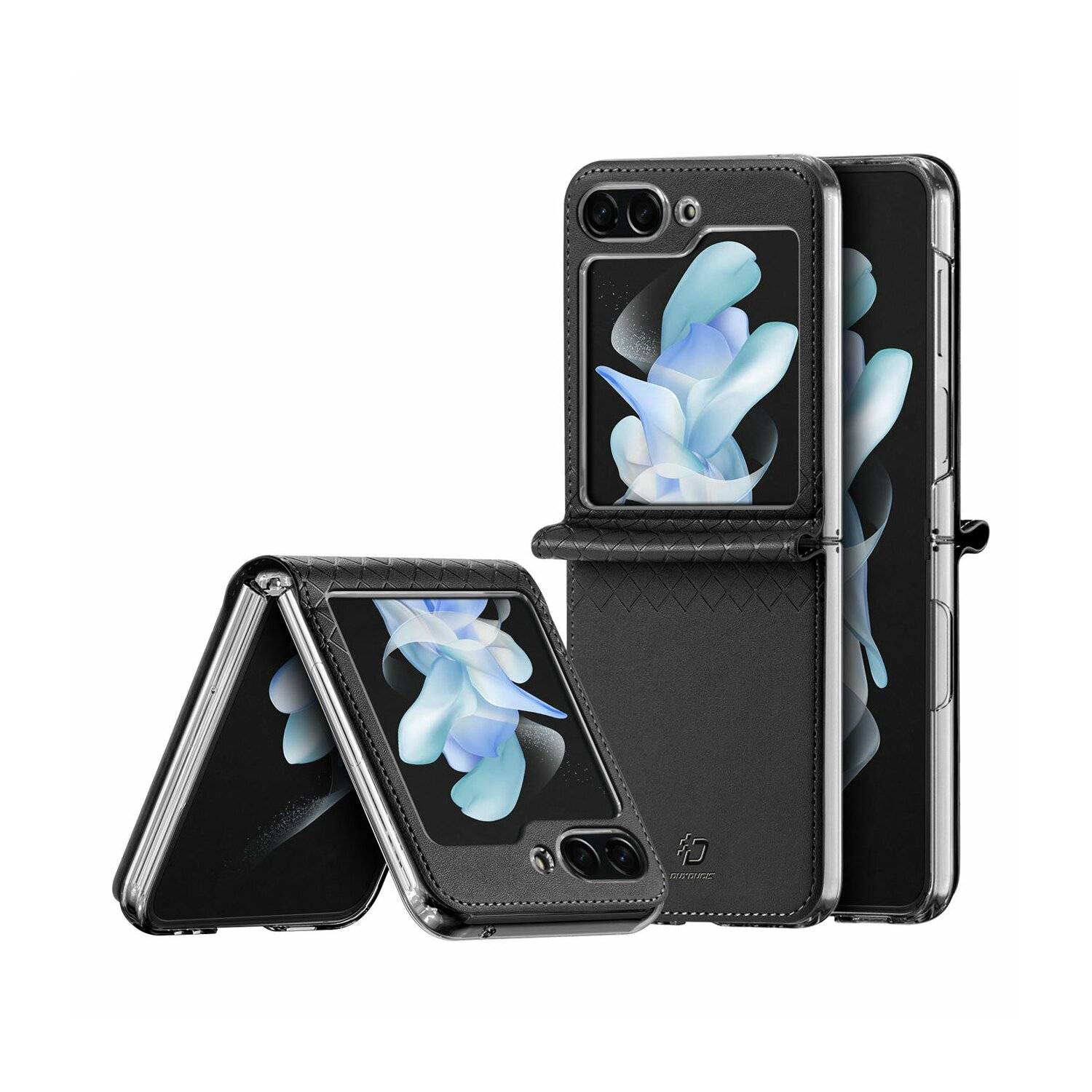 Dux Ducis Bril kompatibel mit Samsung Galaxy Z Flip5 5G Flip Ledertasche Wallet Back Cover Schwarz