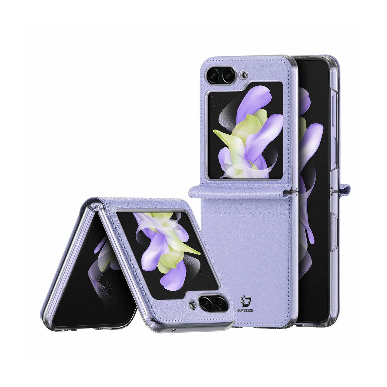 Dux Ducis Bril kompatibel mit Samsung Galaxy Z Flip5 5G Flip Ledertasche Wallet Back Cover Lila