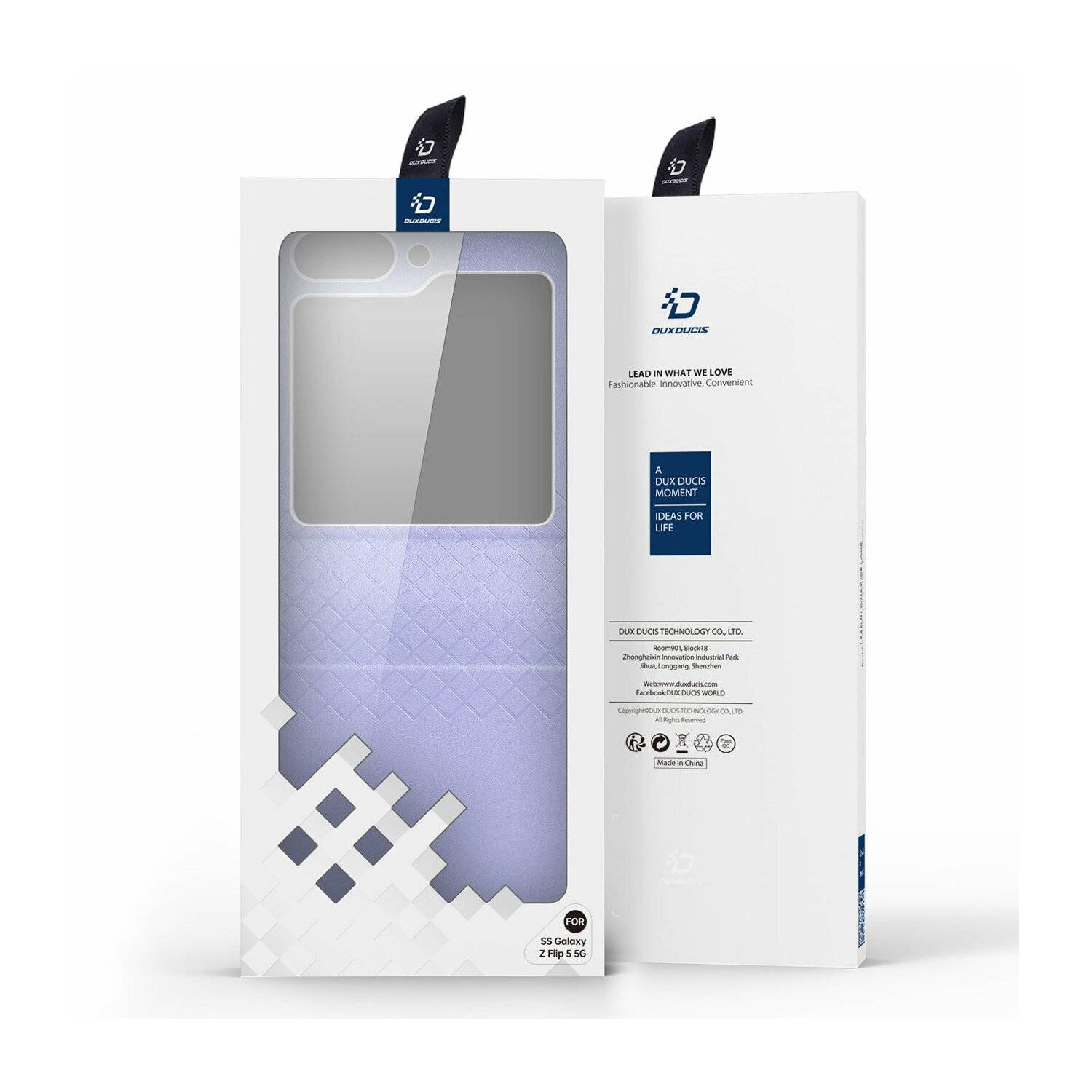 Dux Ducis Bril kompatibel mit Samsung Galaxy Z Flip5 5G Flip Ledertasche Wallet Back Cover Lila