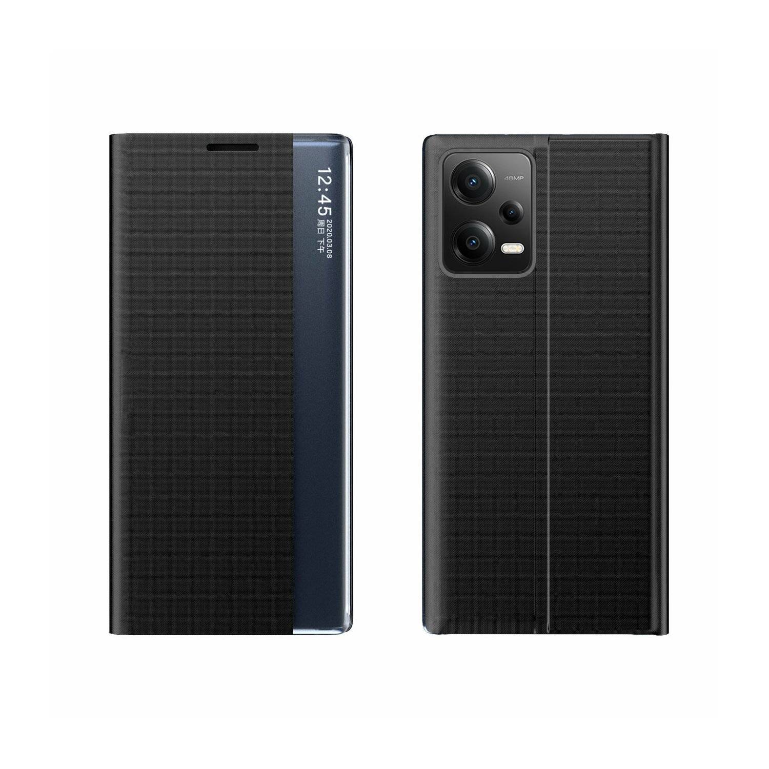 Sleep Case Hülle kompatibel mit Xiaomi Redmi Note 12 Pro+ Hülle mit Klappständer schwarz