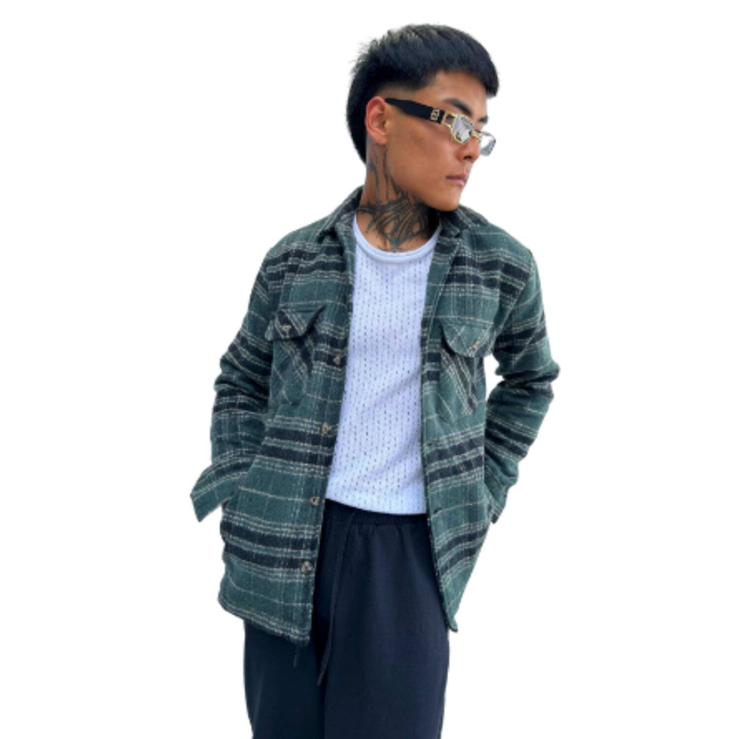 Flanell Jacke Holzfällerhemd | Herren Button Down Outdoor Baumwolle Freizeithemden | Grün, L