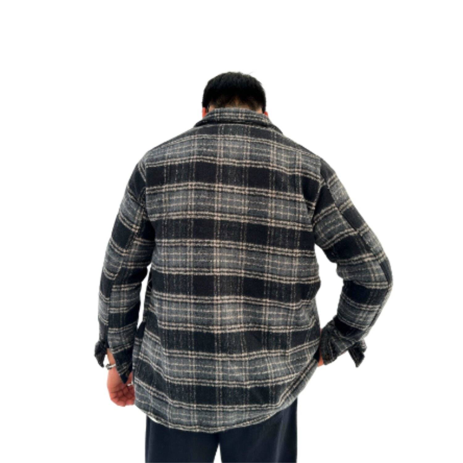 Flanell Jacke Holzfällerhemd | Herren Button Down Outdoor Baumwolle Freizeithemden | Schwarz, S