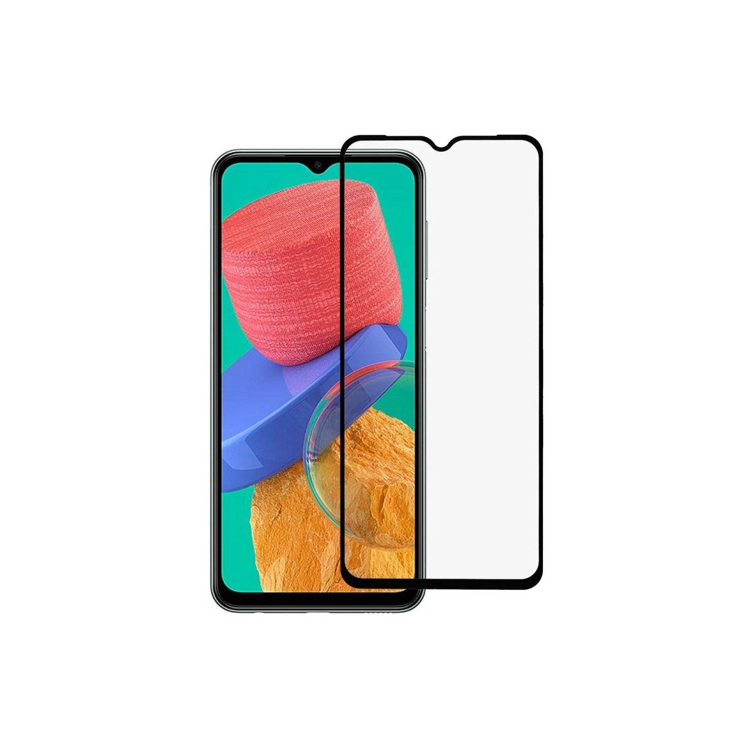 5D Schutzglas kompatibel mit Samsung Galaxy M14 5G gebogen gehärtetem Glas Film voll Klebstoff und Abdeckung