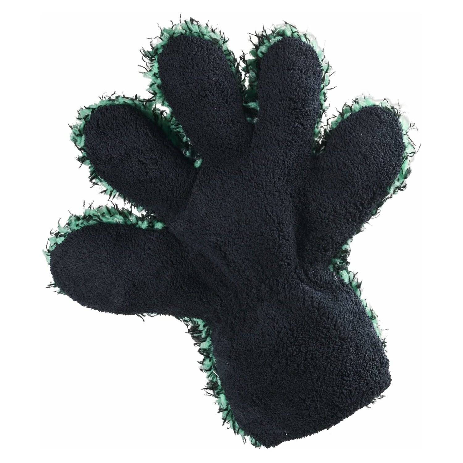 Mikrofaser Waschhandschuh für eine schonende Autowäsche - Saugstarker Auto Wasch Handschuh, 30x28cm, schwarz-grün