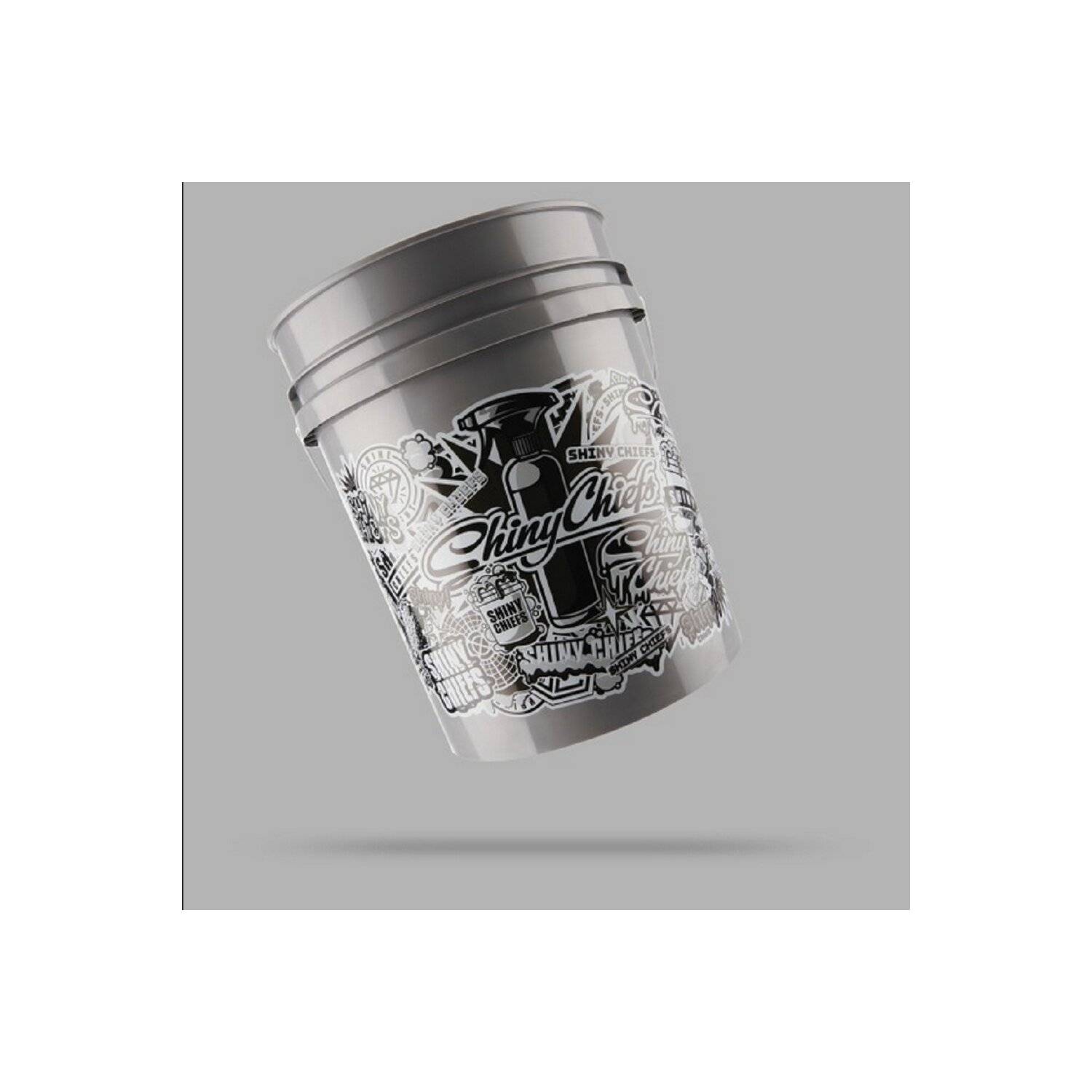 Wascheimer - Großer Wasch Bucket für Autowäsche aus robustem HDPE-Kunststoff - 20L Fassungsvermögen - Metal Grau