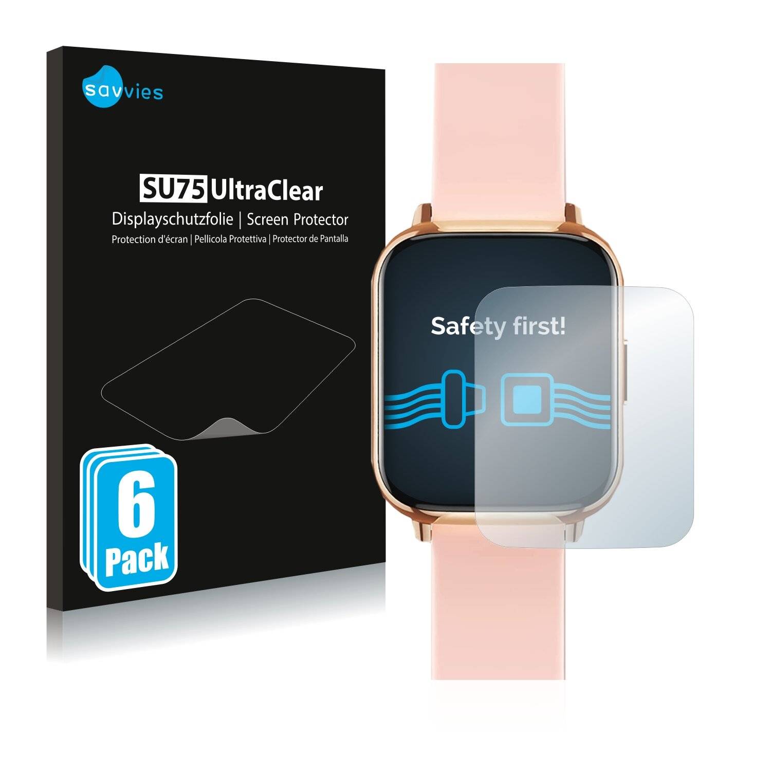 6x Savvies SU75 Displayschutzfolie für realme Dizo Watch