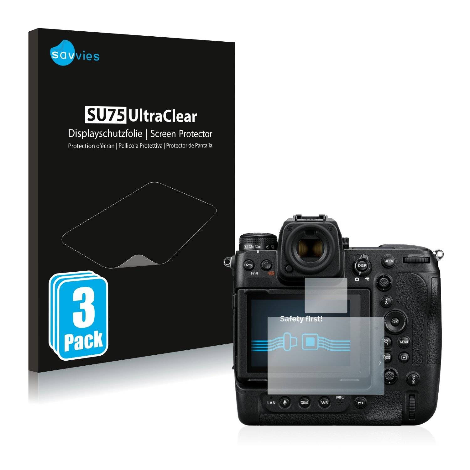 6x Savvies SU75 Displayschutzfolie für Nikon Z 9 (Display +