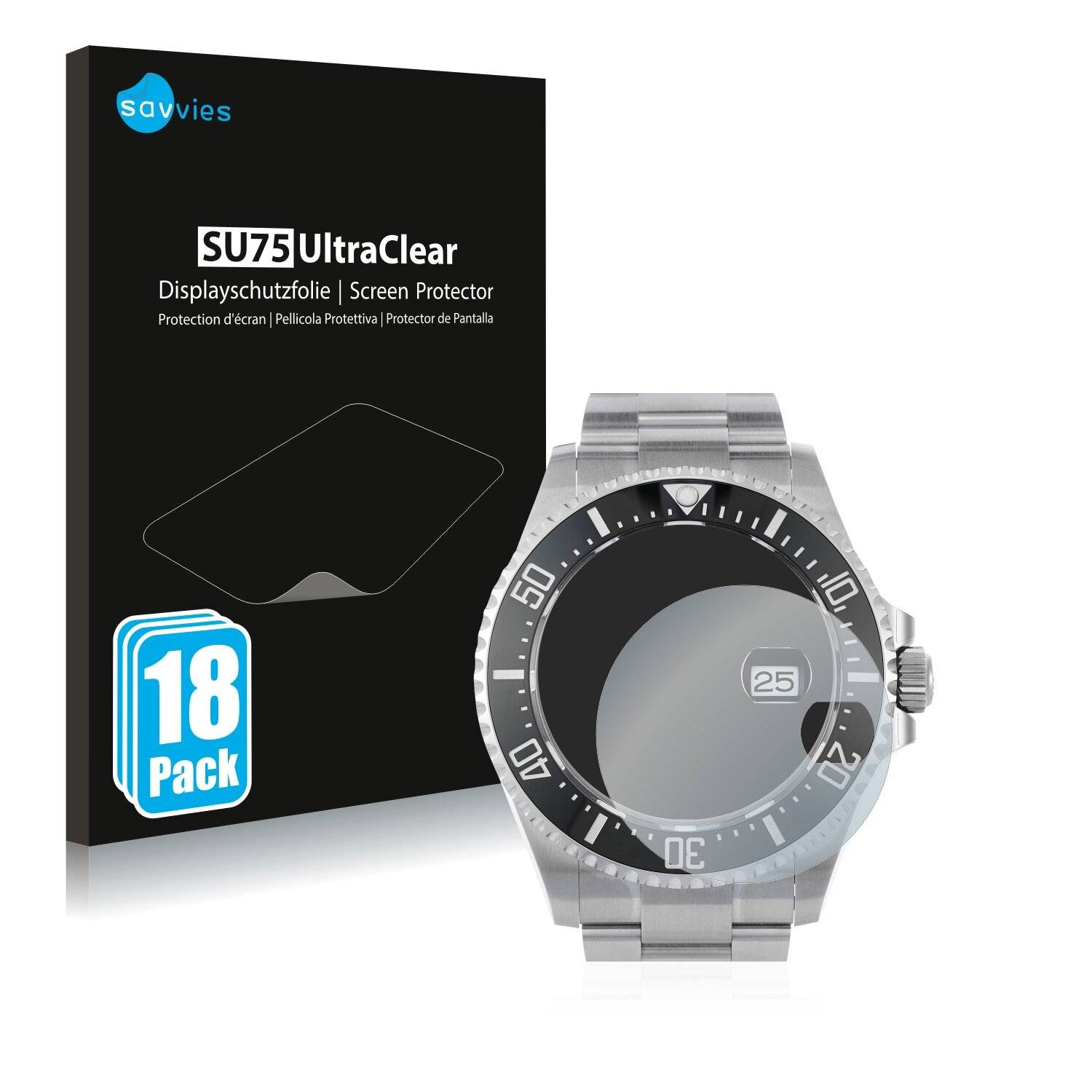 18x Savvies SU75 Displayschutzfolie für Rolex Sea-Dweller 43mm