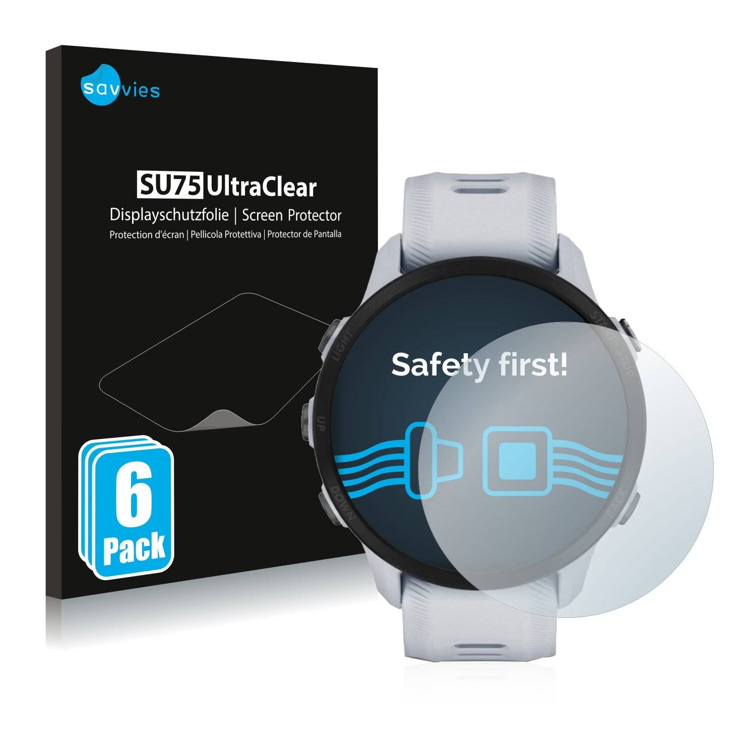 6x Savvies SU75 Displayschutzfolie für Garmin Forerunner 955